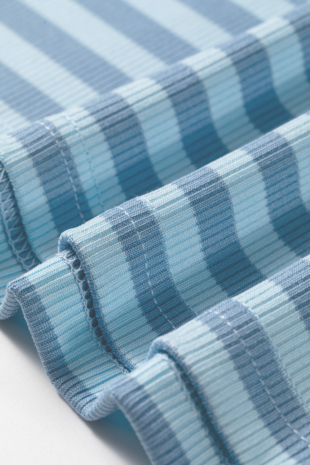 Sky Blue Stripe Ribbed Knit Slim Tank Top