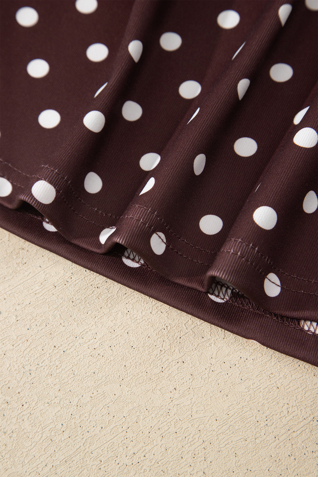 Brown Polka Dot Halter Tank Drawstring Elastic Waist Short Set