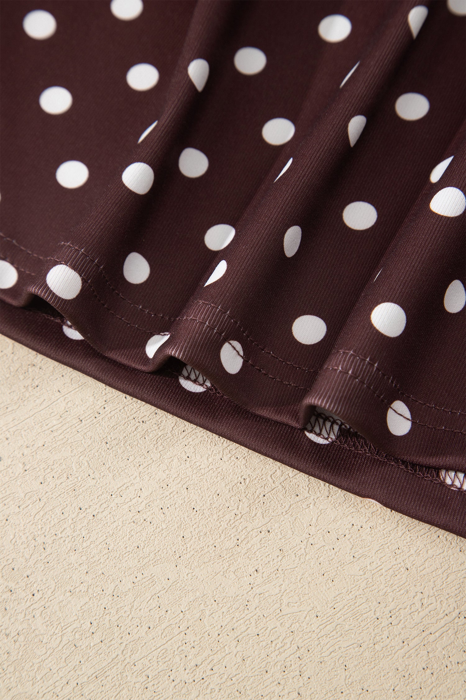 Brown Polka Dot Halter Tank Drawstring Elastic Waist Short Set
