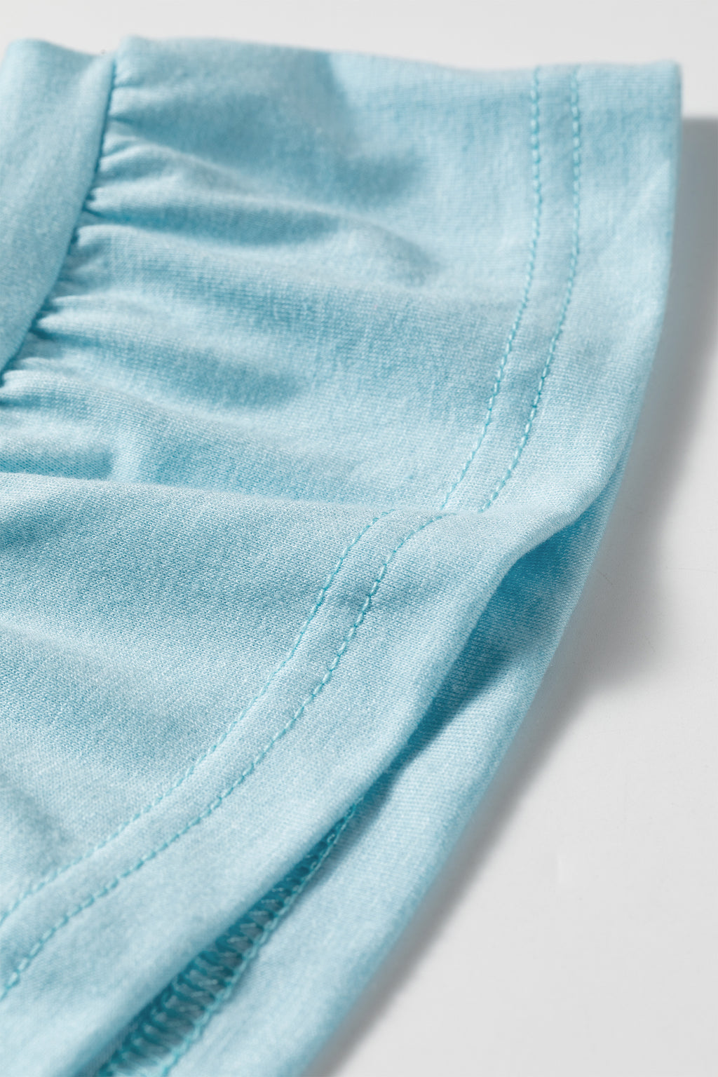 Light Blue Ruffled Short Sleeve Plus Size Casual Blouse