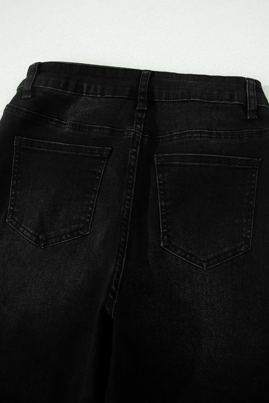 Black Frayed Cropped Straight Jeans