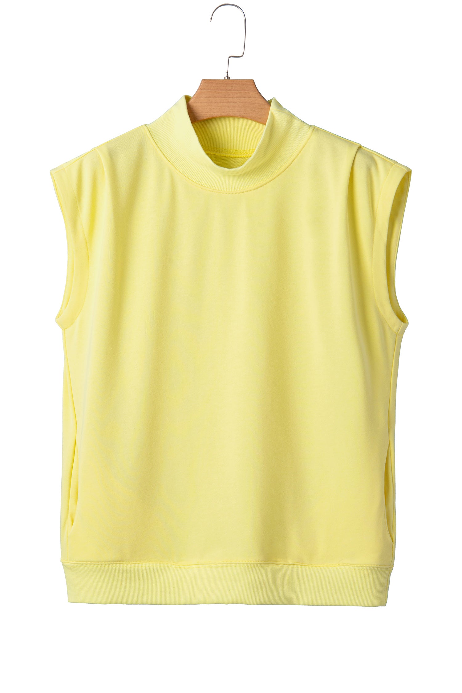 Black Solid Color High Neck Cap Sleeve Loose Top