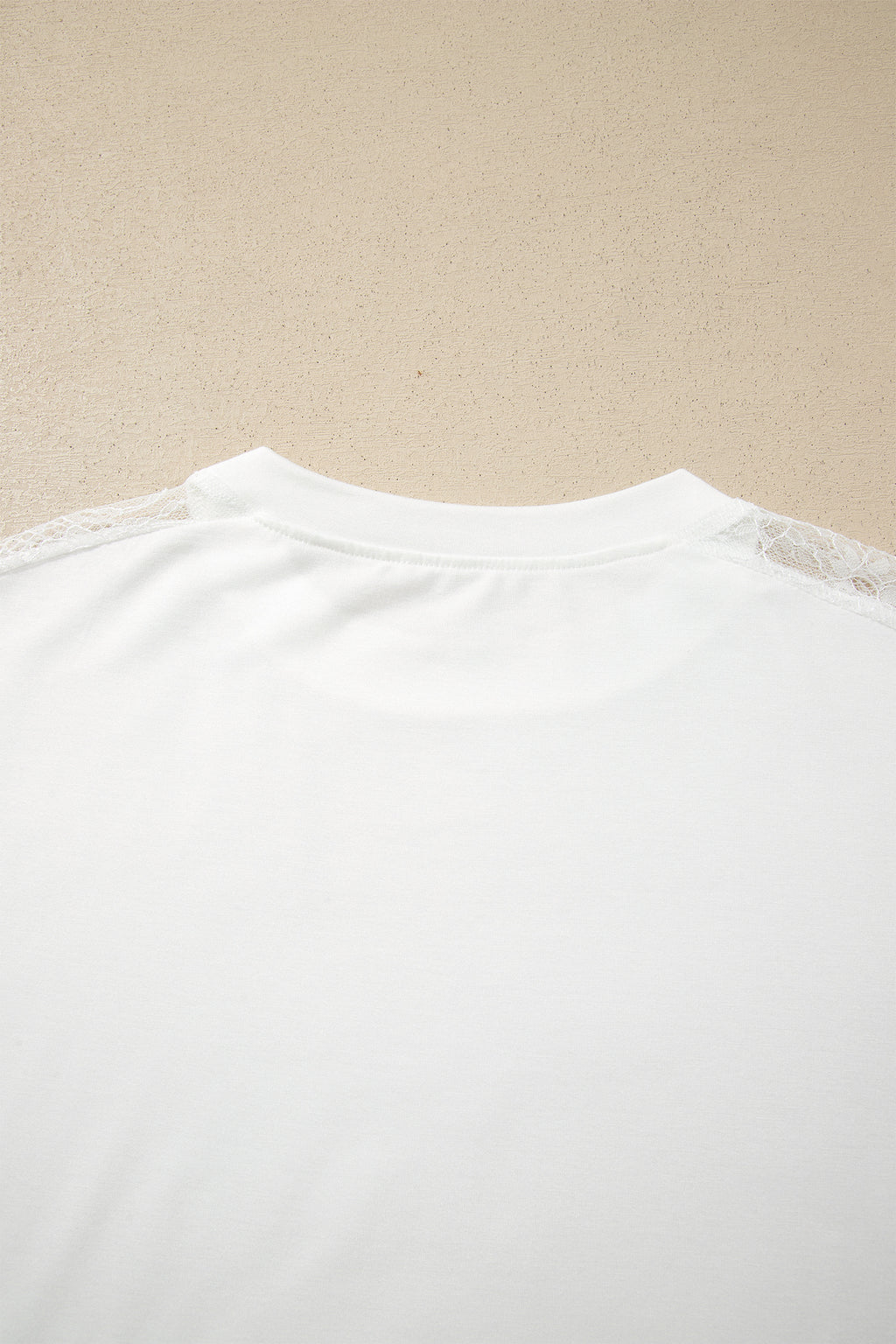 White Sheer Lace Splicing Long Sleeve Shift Top