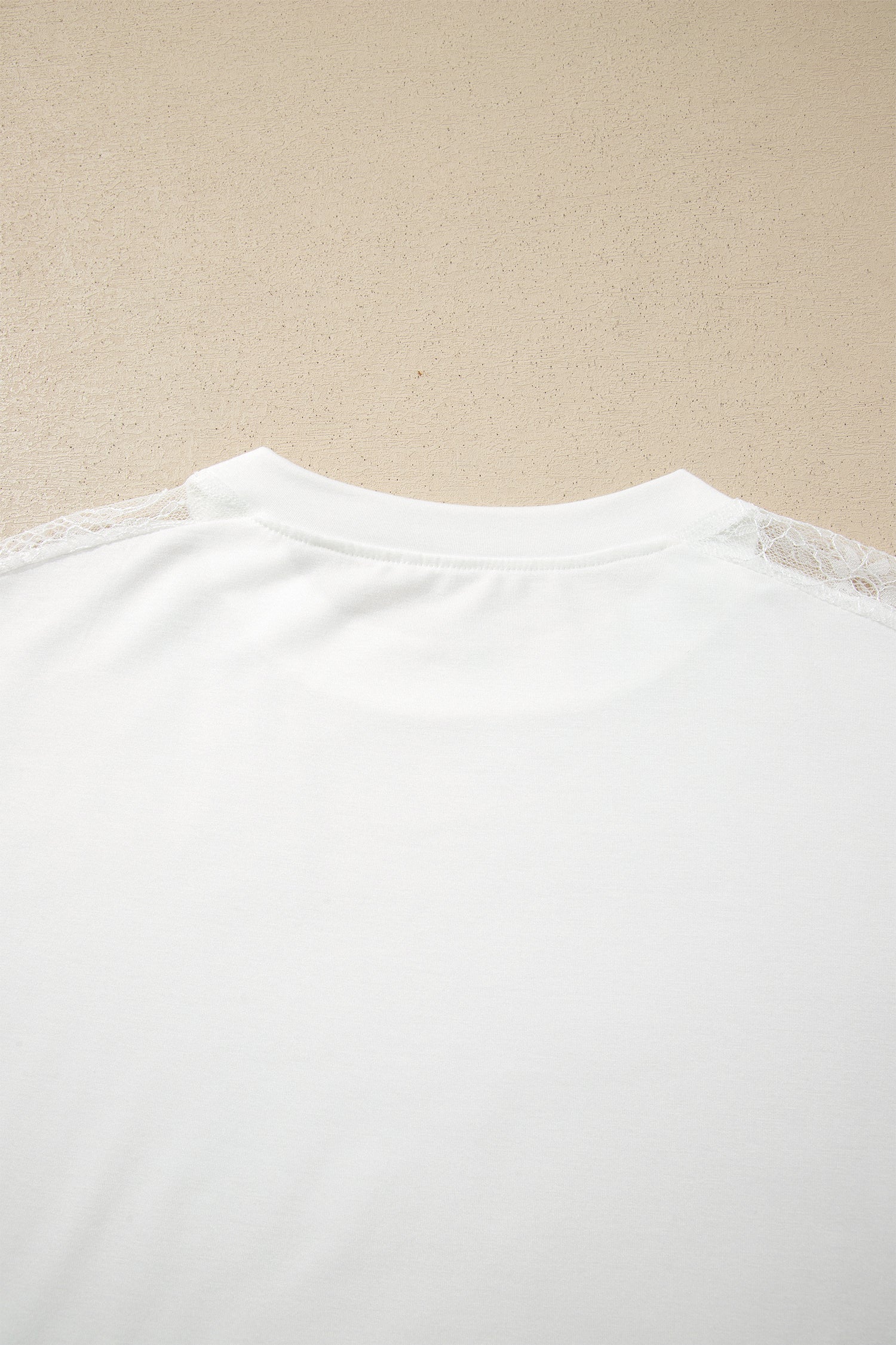 White Sheer Lace Splicing Long Sleeve Shift Top