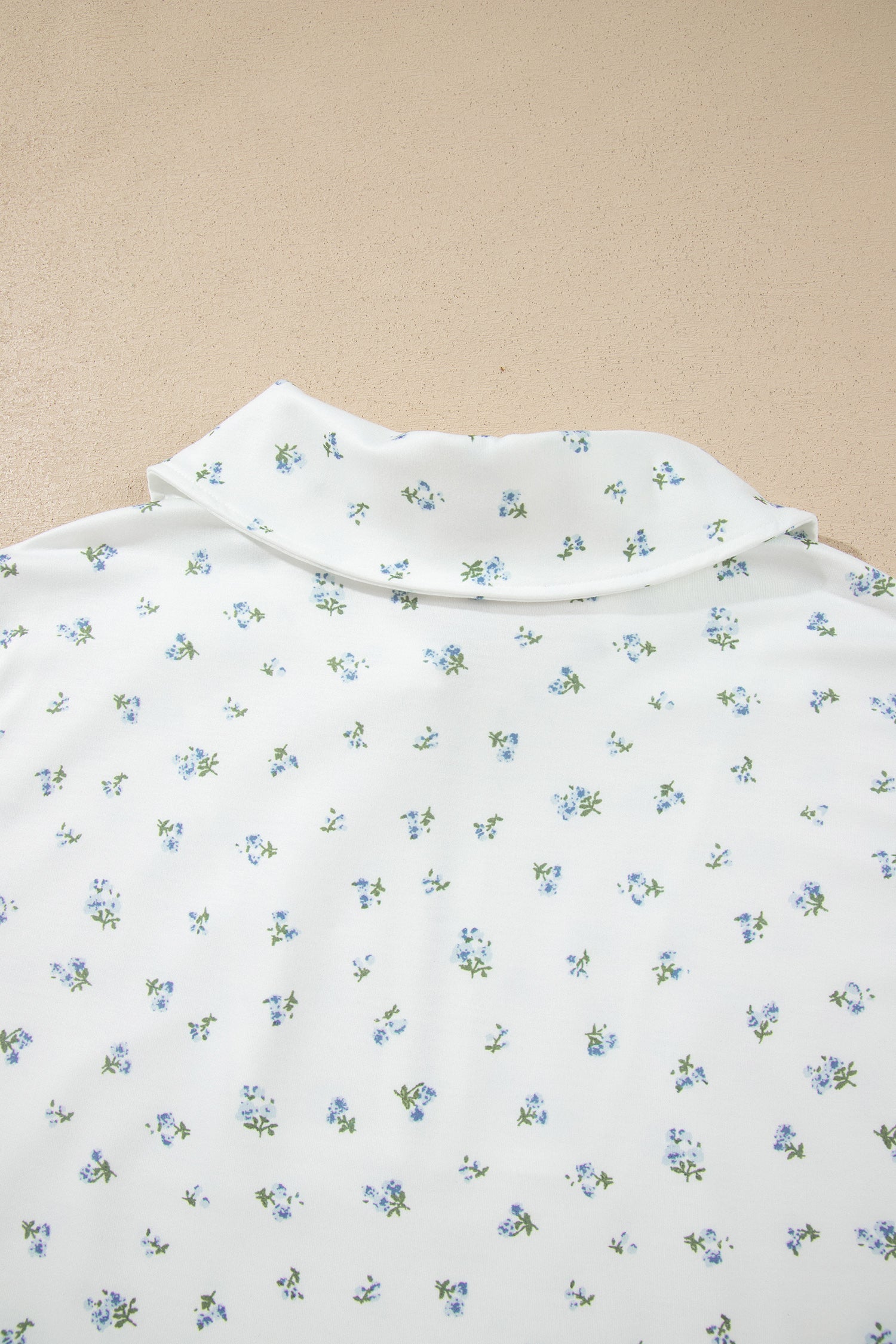 White Floral Print Half Zip Top Matching Short Set