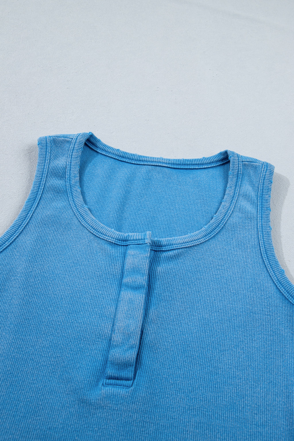 Coffee Vintage Distressed Ribbed Mineral Wash Tank Top