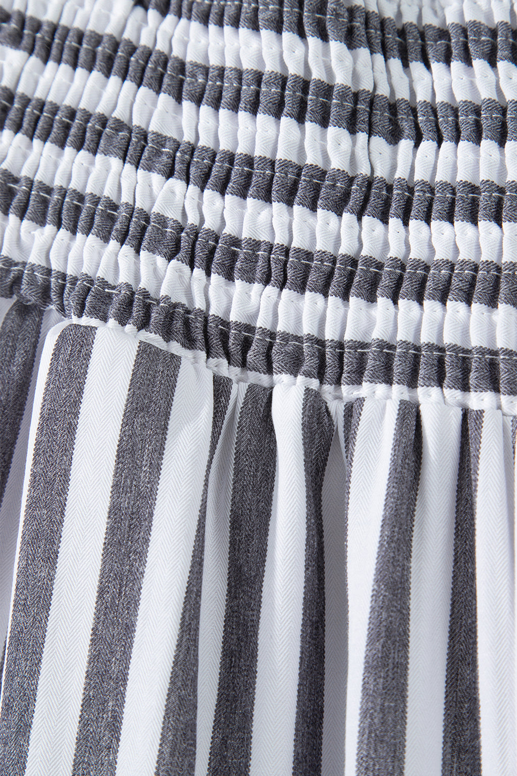 Black Stripe Shirred High Waist Loose Summer Pants
