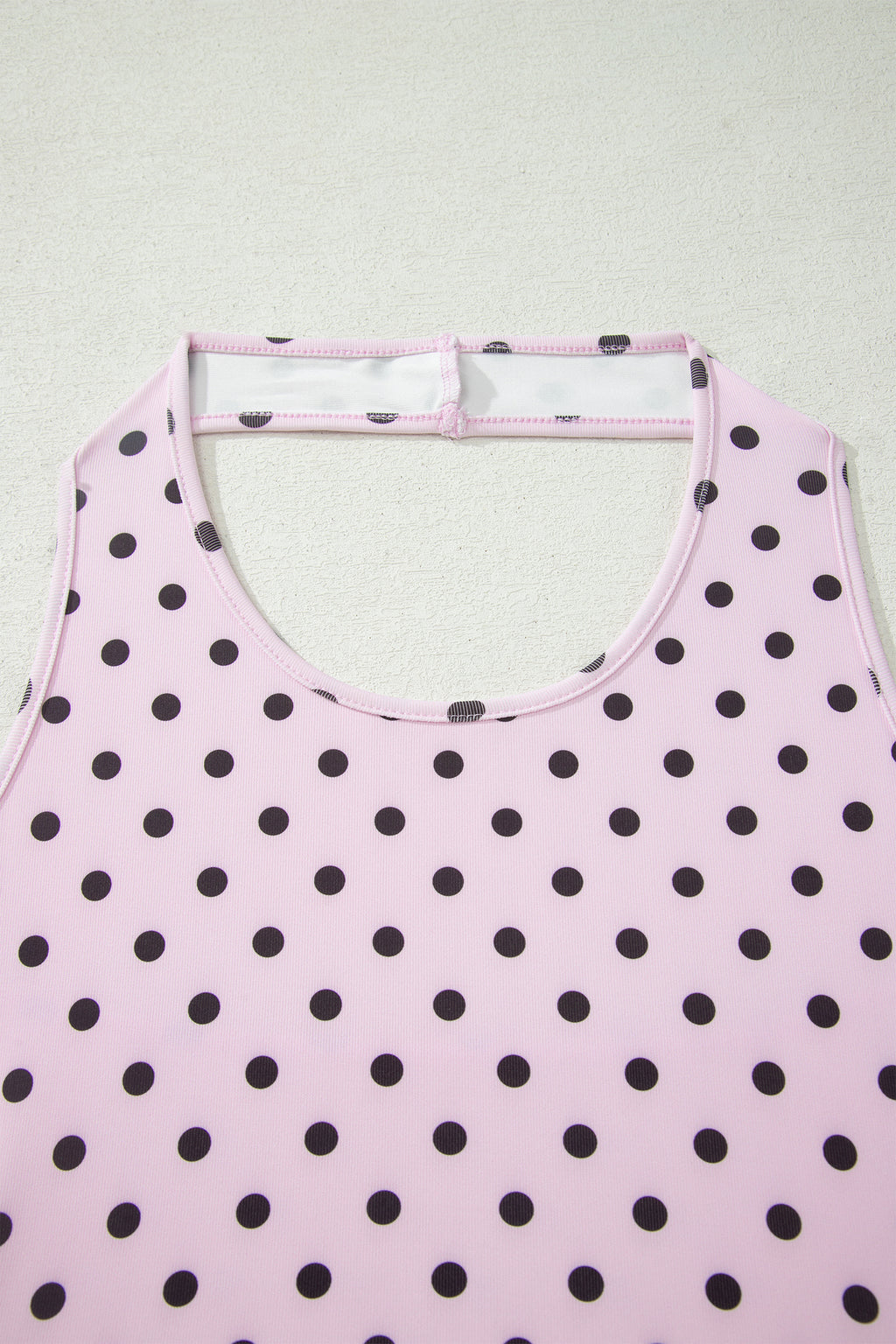 Brown Polka Dot Halter Tank Drawstring Elastic Waist Short Set