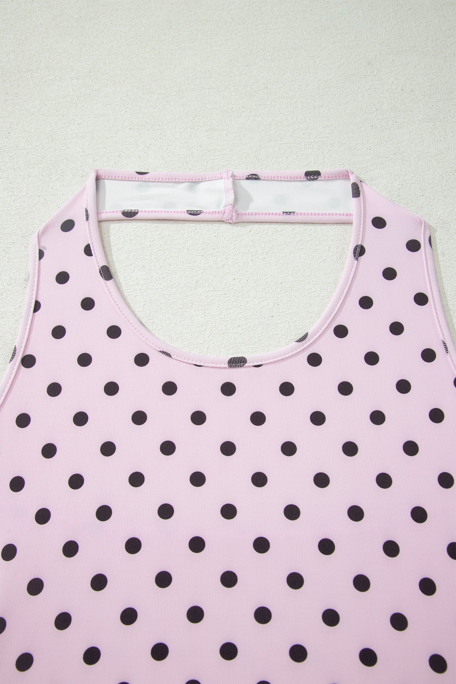 Brown Polka Dot Halter Tank Drawstring Elastic Waist Short Set