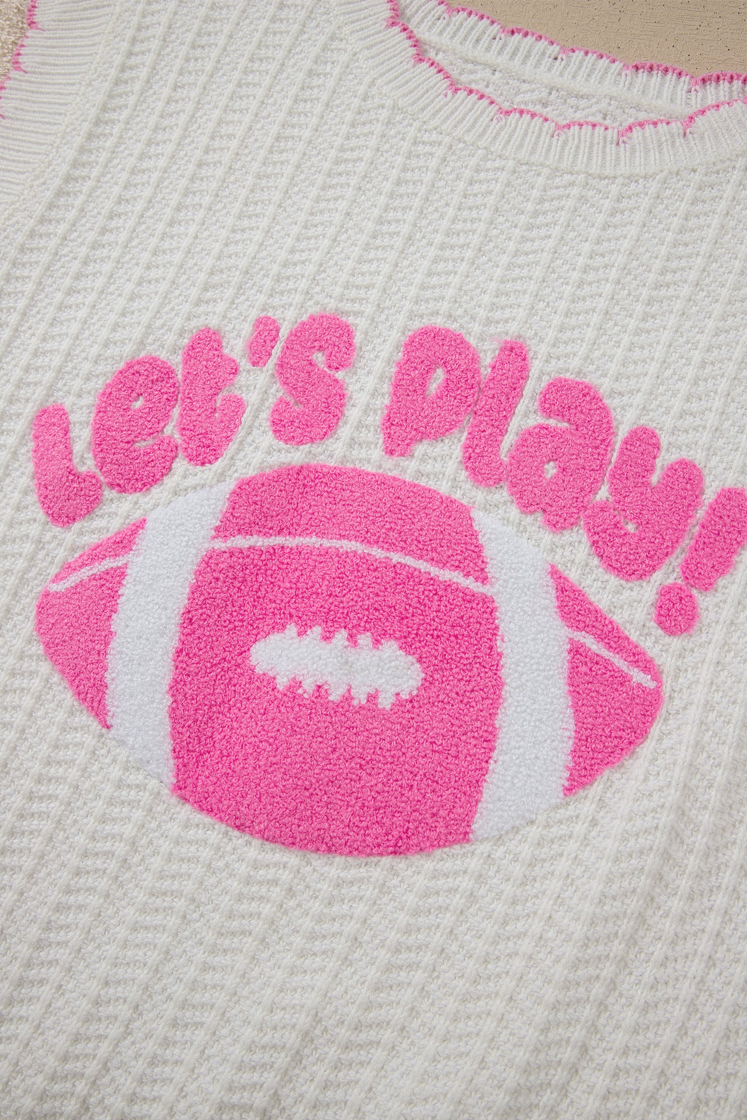 White Lets Play Pattern Textured Knit Casual Shift Sweater Vest