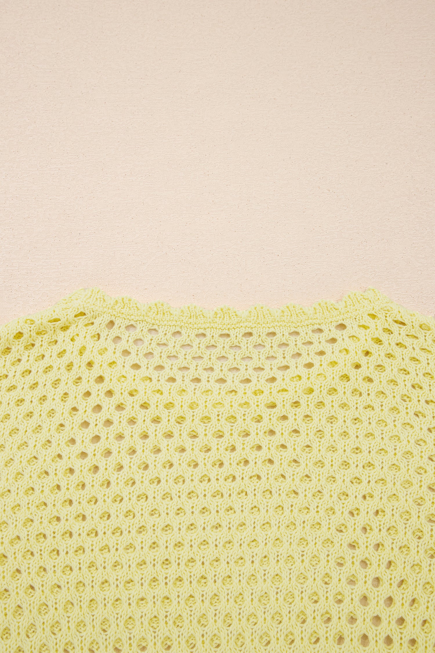 White Scalloped Trim Hollow Out Knit Long Sleeve Top