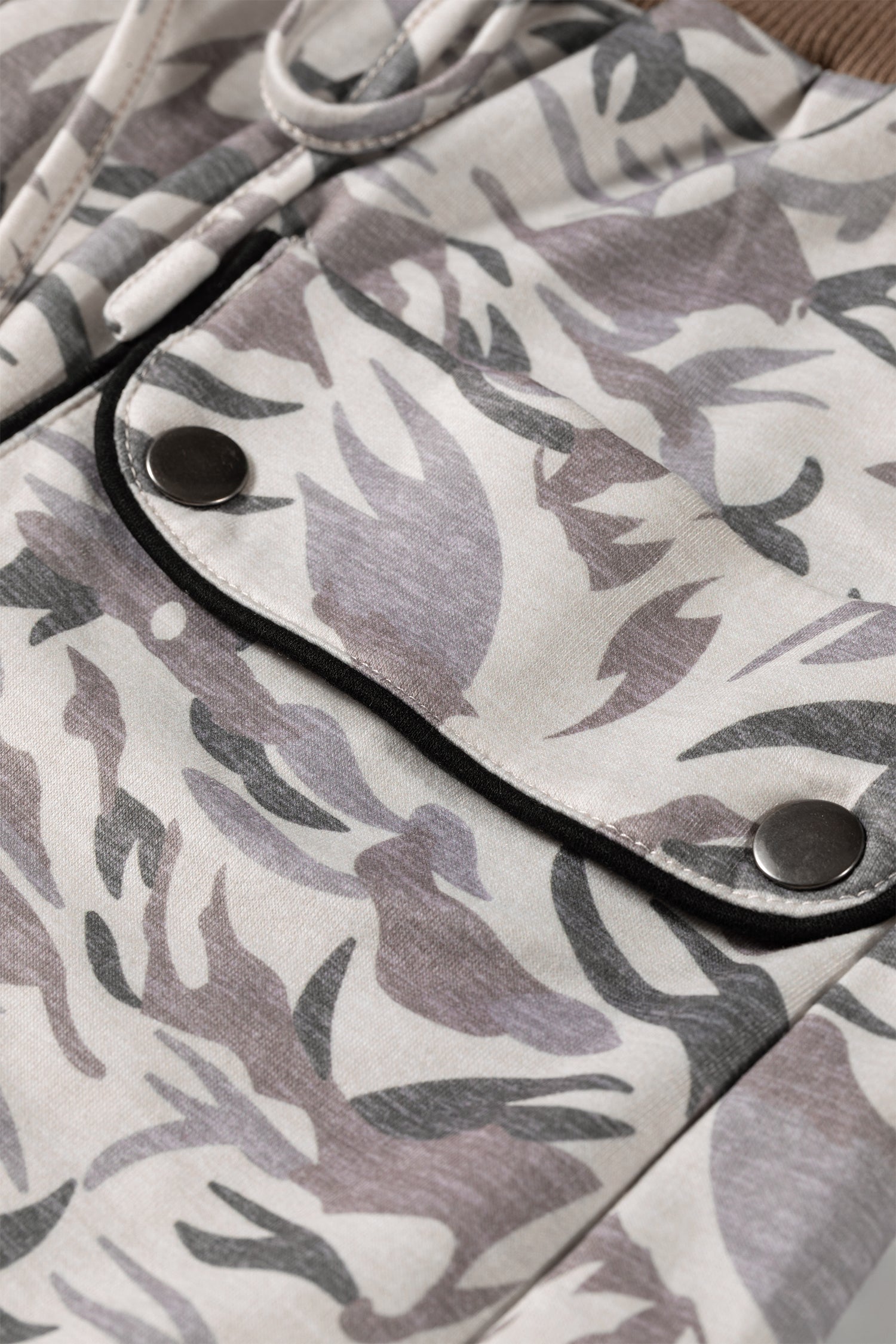 Khaki Drawstring Contrast Waistband Camouflage Cargo Barrel Pants