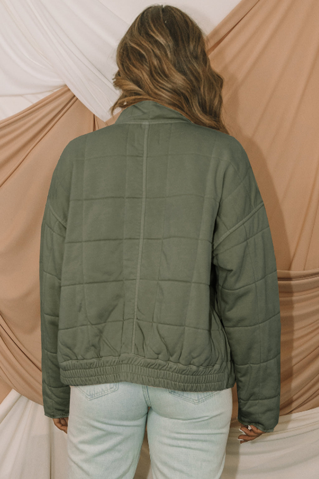 Black Zip-Up Pocket Quilted Jacket