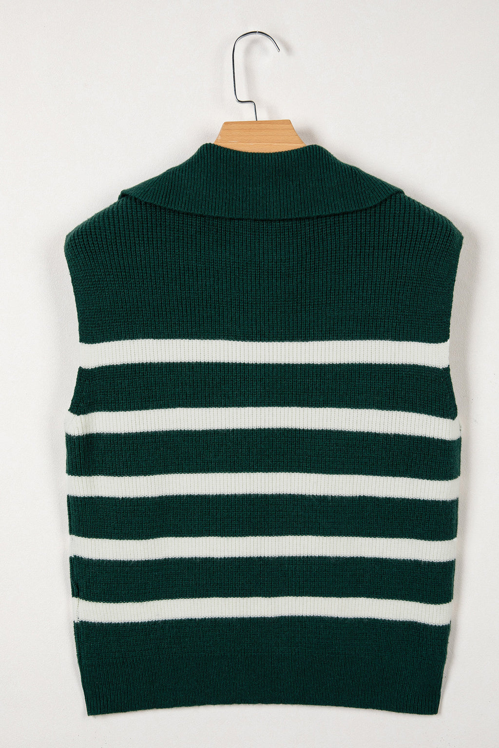 Light Blue Ribbed Half Zip Collared Sweater Vest