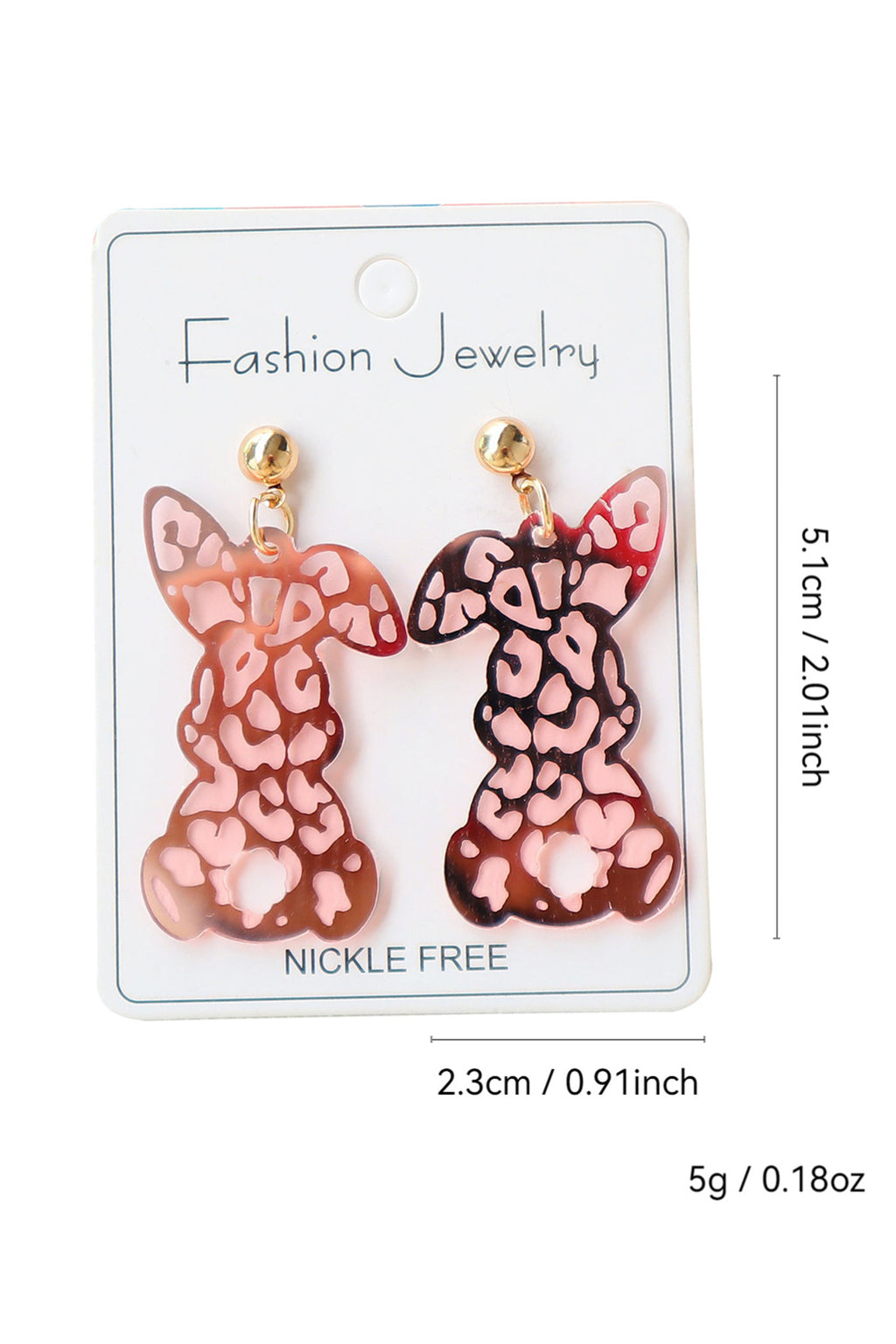 Pink Leopard Bunny Acrylic Earrings