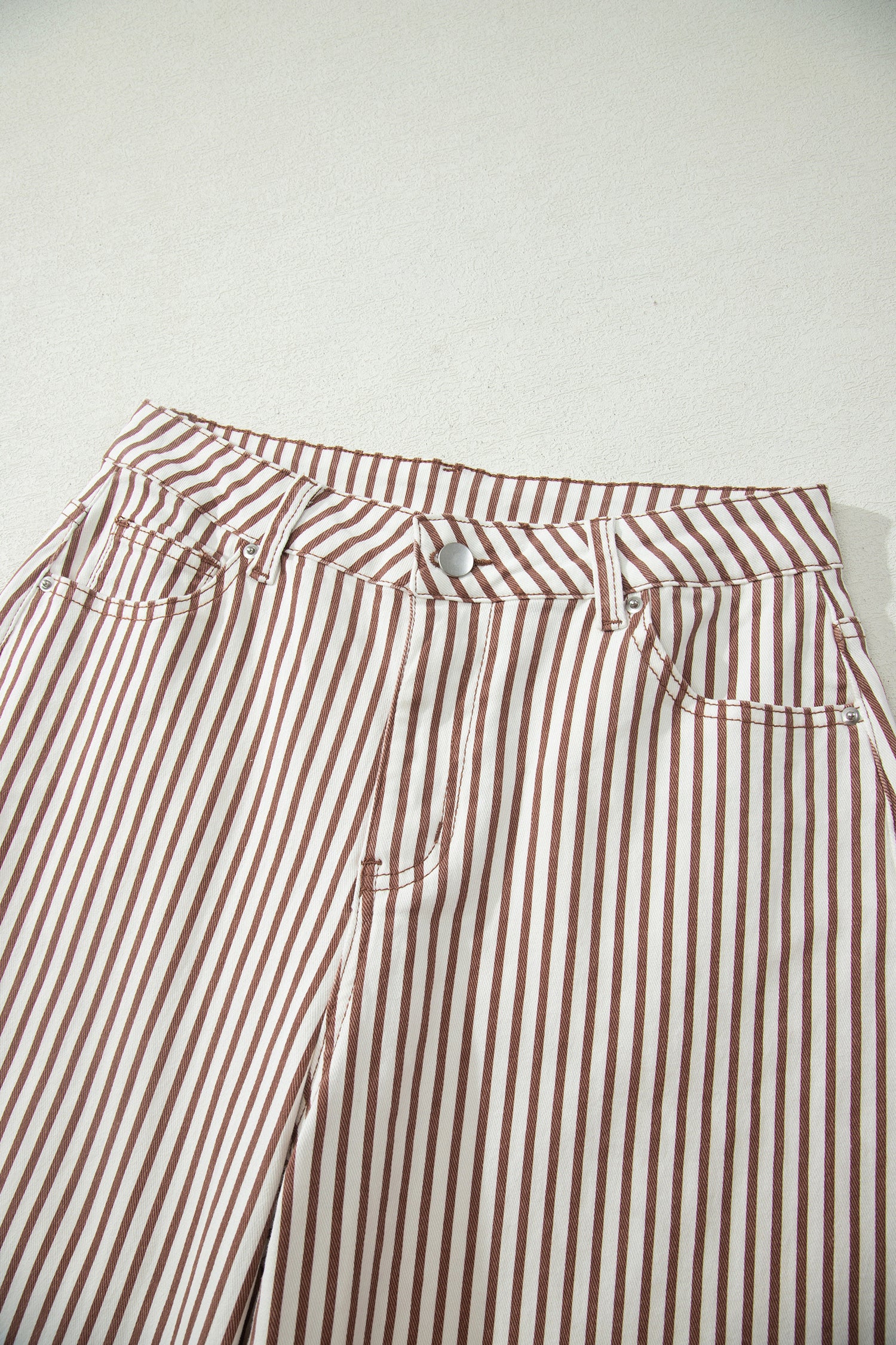 Brown Stripe Casual Barrel Jeans