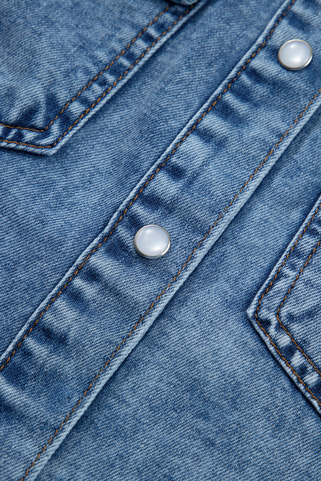 Dusk Blue Buttoned Front Collared Denim Sleeveless Top