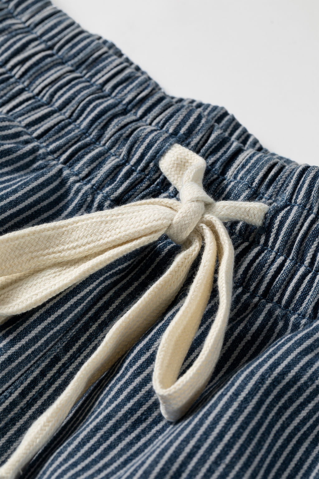 Blue Stripe Plus Size Contrast Drawstring Elastic Waist Denim Shorts