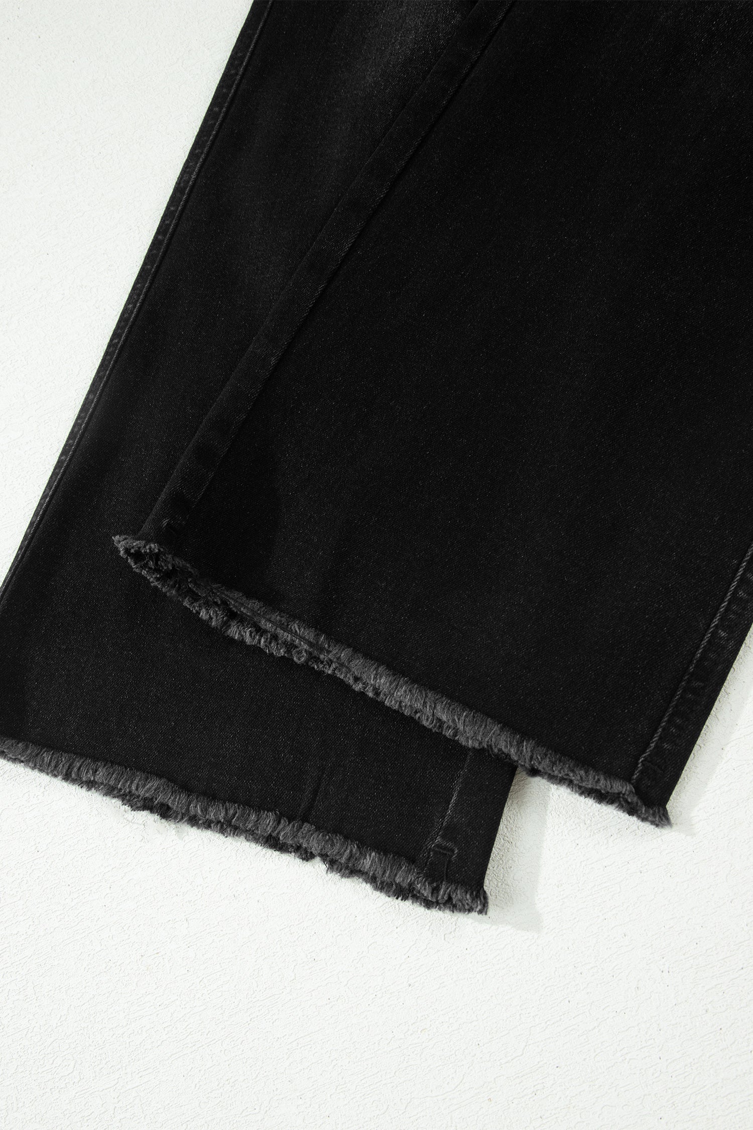 Black Frayed Cropped Straight Jeans