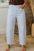 Brown Stripe Casual Barrel Jeans