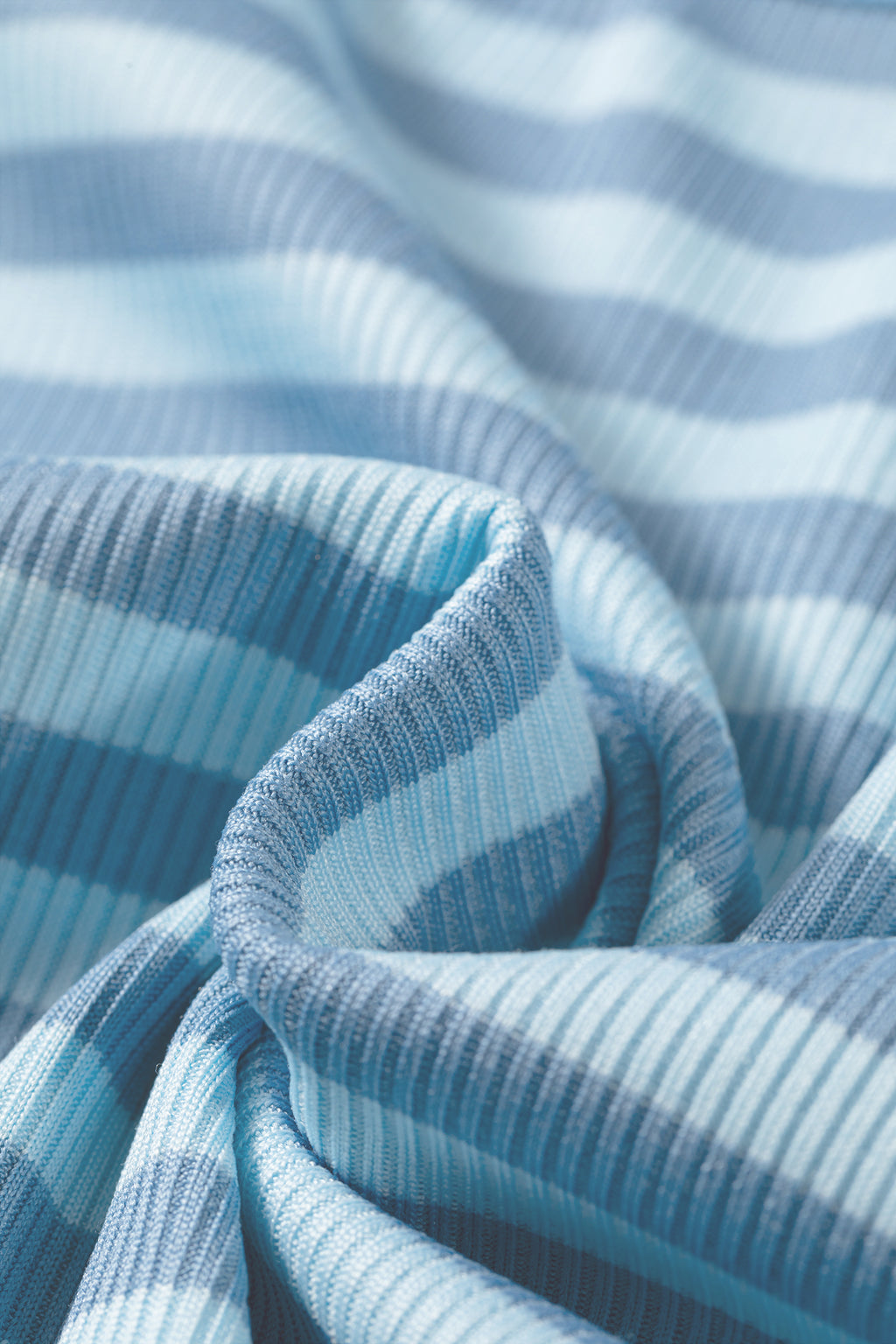 Sky Blue Stripe Ribbed Knit Slim Tank Top