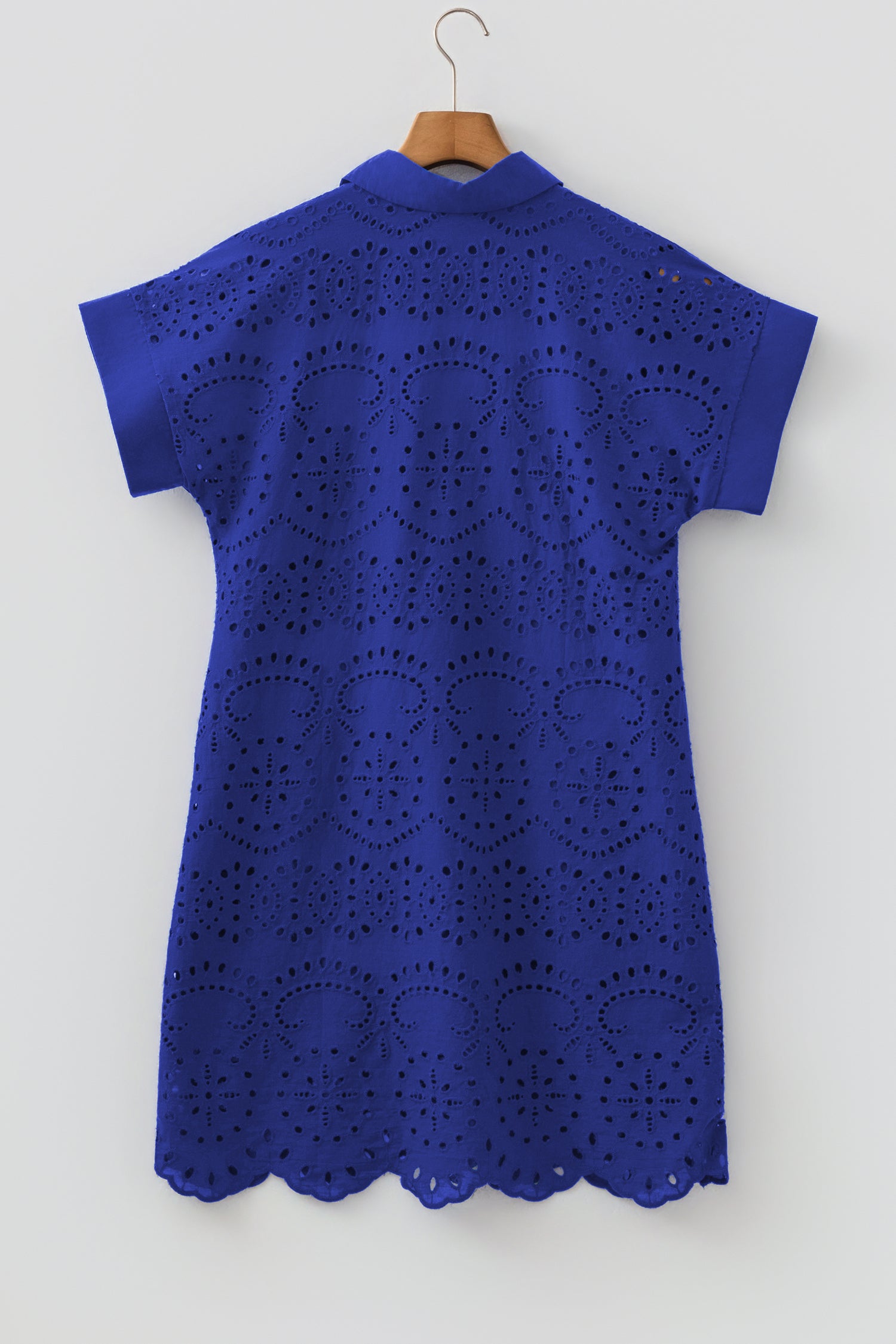 Black Solid Color Eyelet Embroidered T Shirt Mini Dress