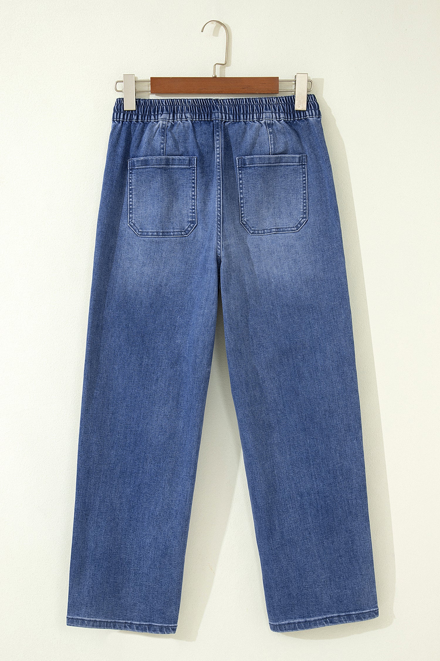 Ashleigh Blue Drawstring Waist Ankle Length Casual Jeans Regular Fit Pocket Detail Denim Pants