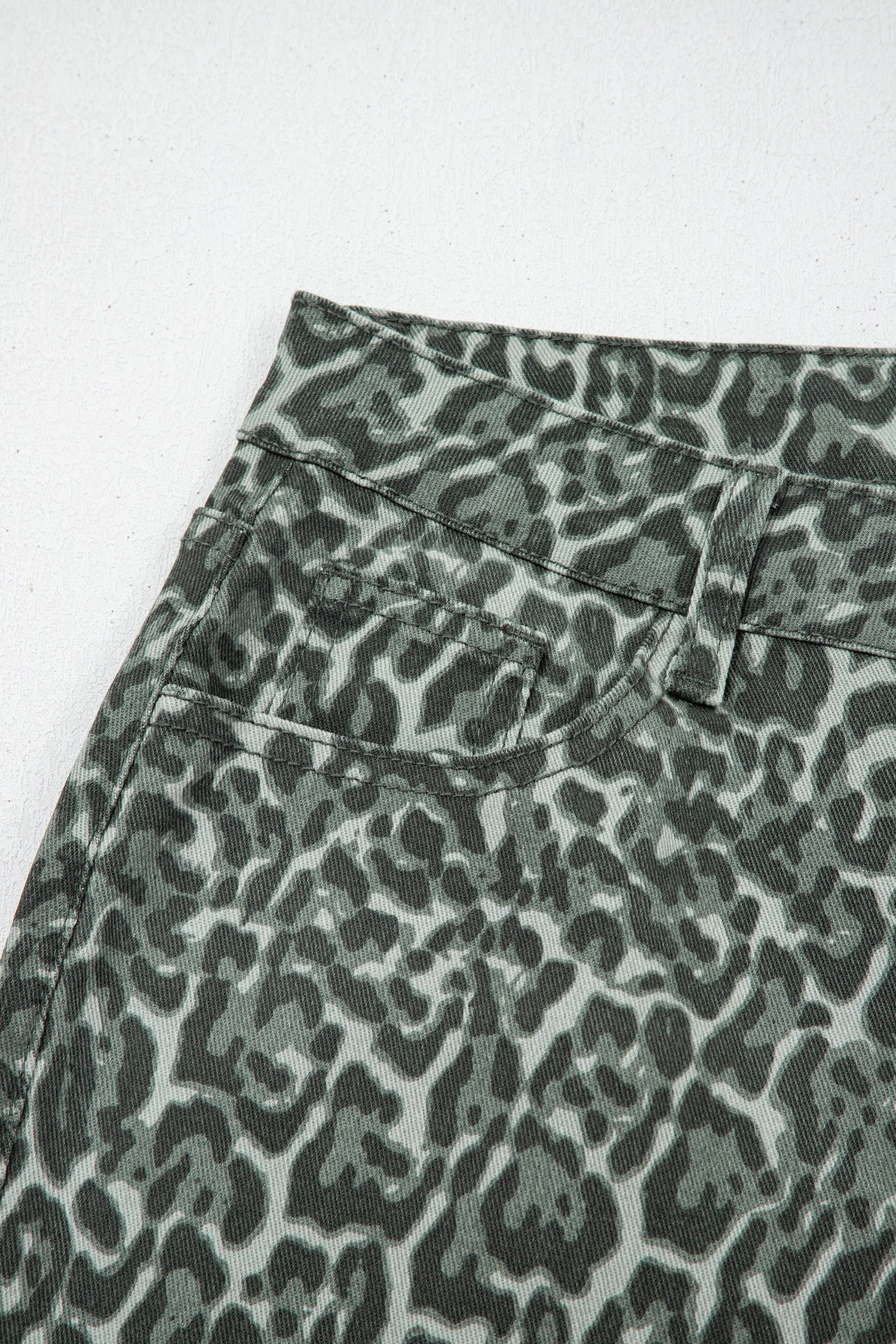 Brown Leopard Frayed Edge Wide Leg High Waist Jeans