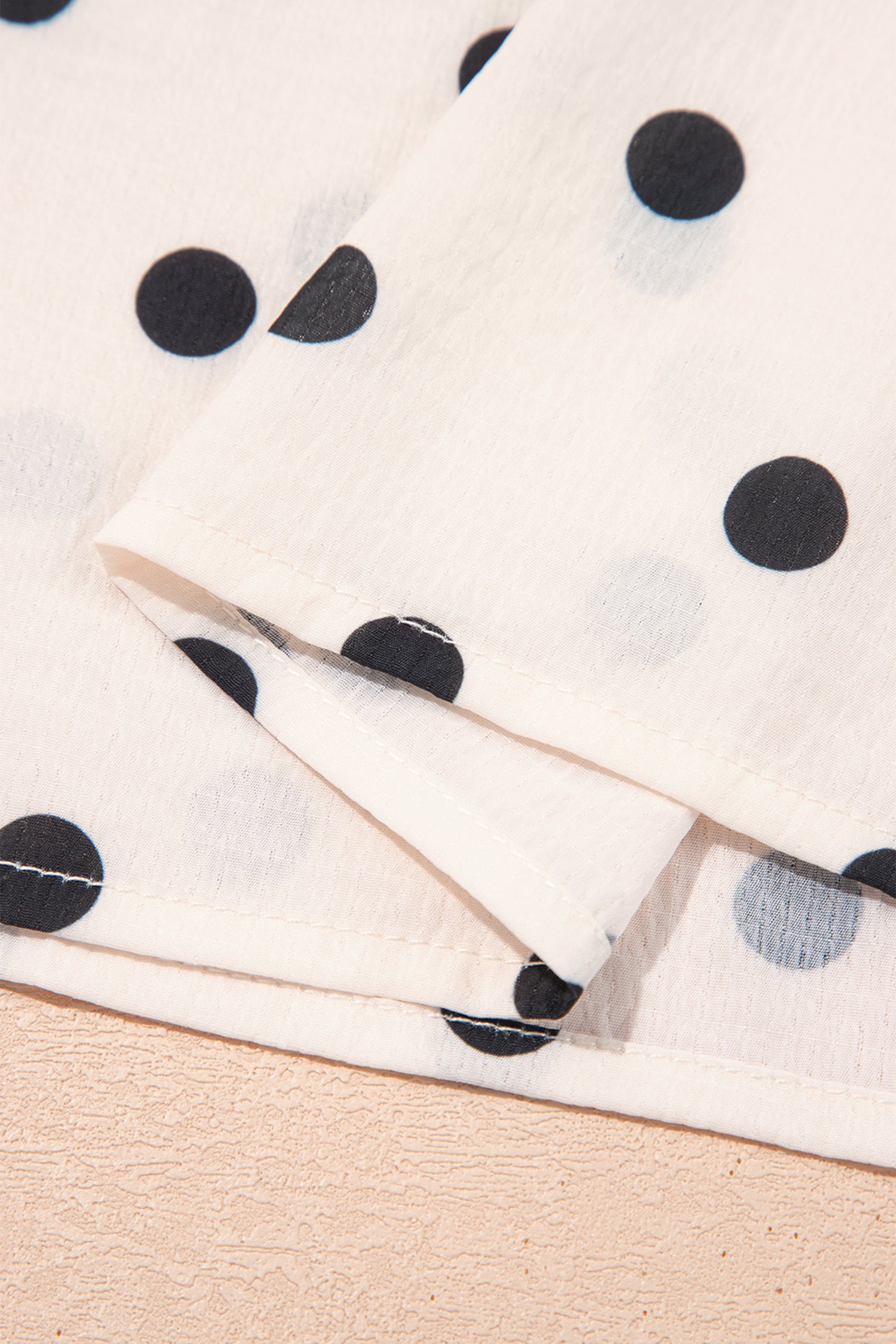 White Polka Dot Ruffled Slit Maxi Skirt