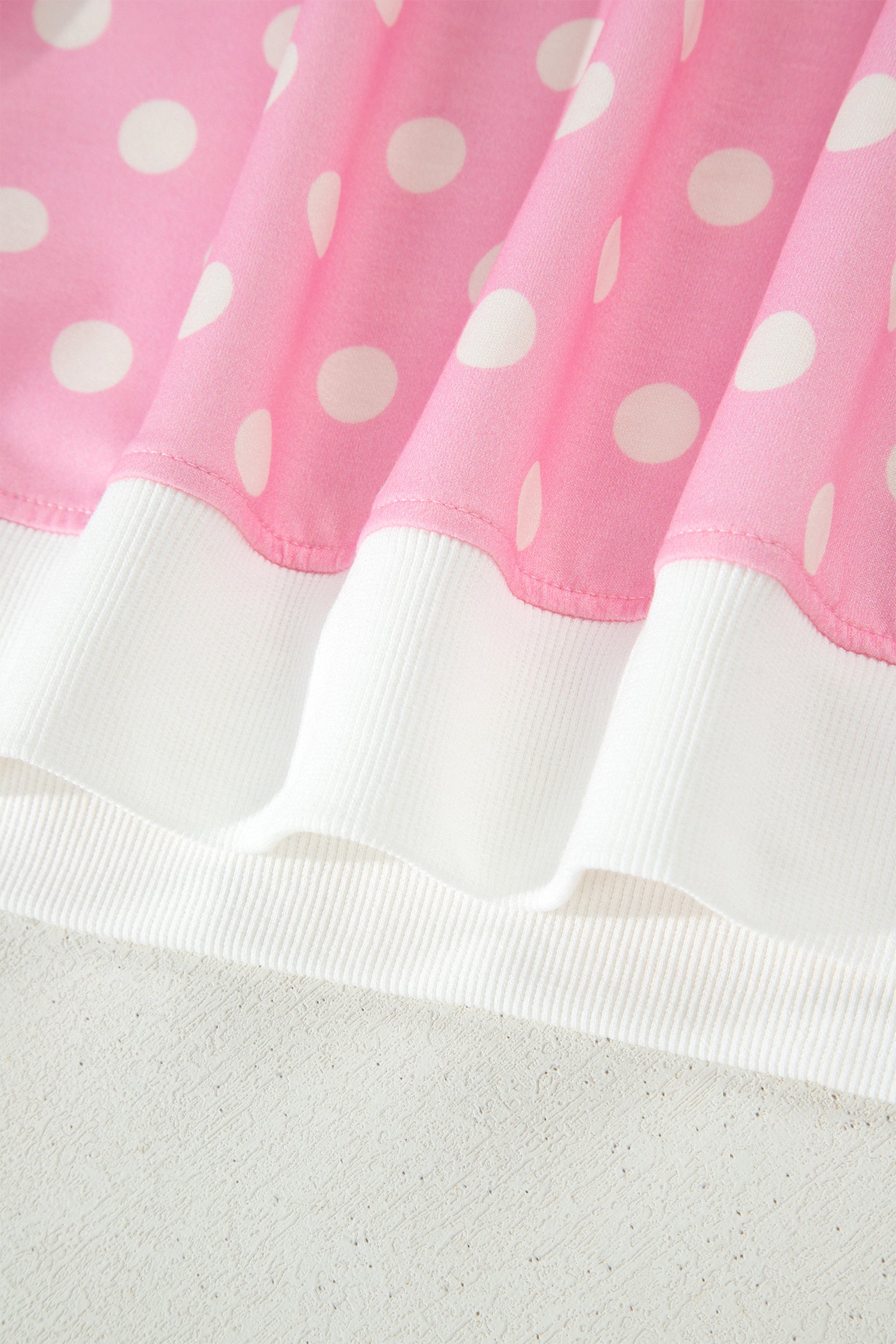 Sky Blue Polka Dot Print Color Block Trim Mock Neck Short Set