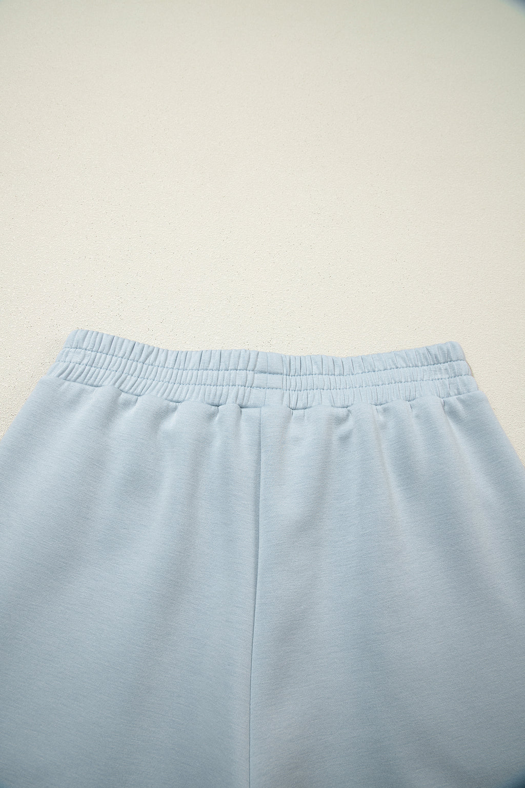 Beau Blue Half Zip Polo Tee Casual Pant Set