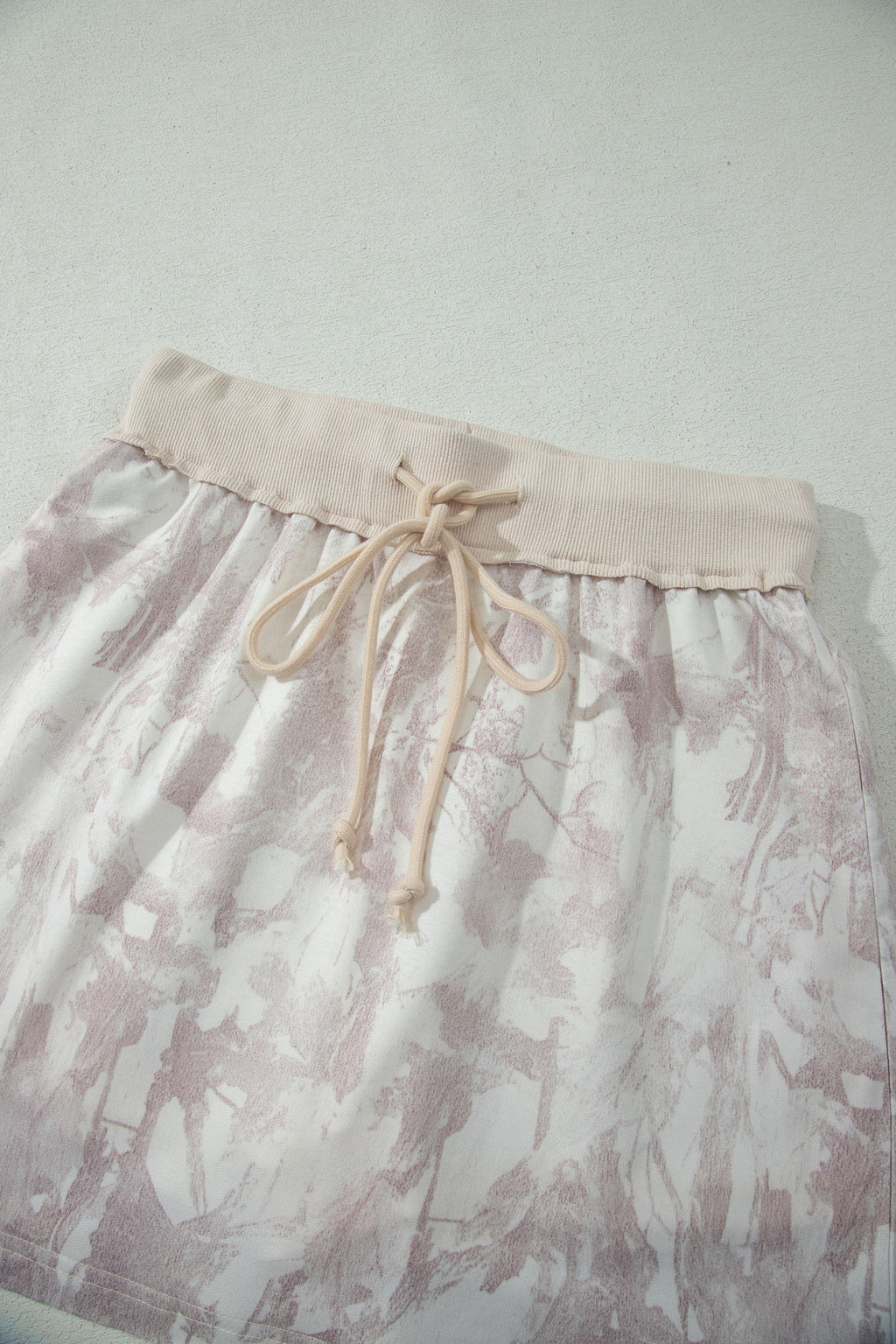 Gray Woodland Camo Print Raw Edge Cropped Top Skirt Set