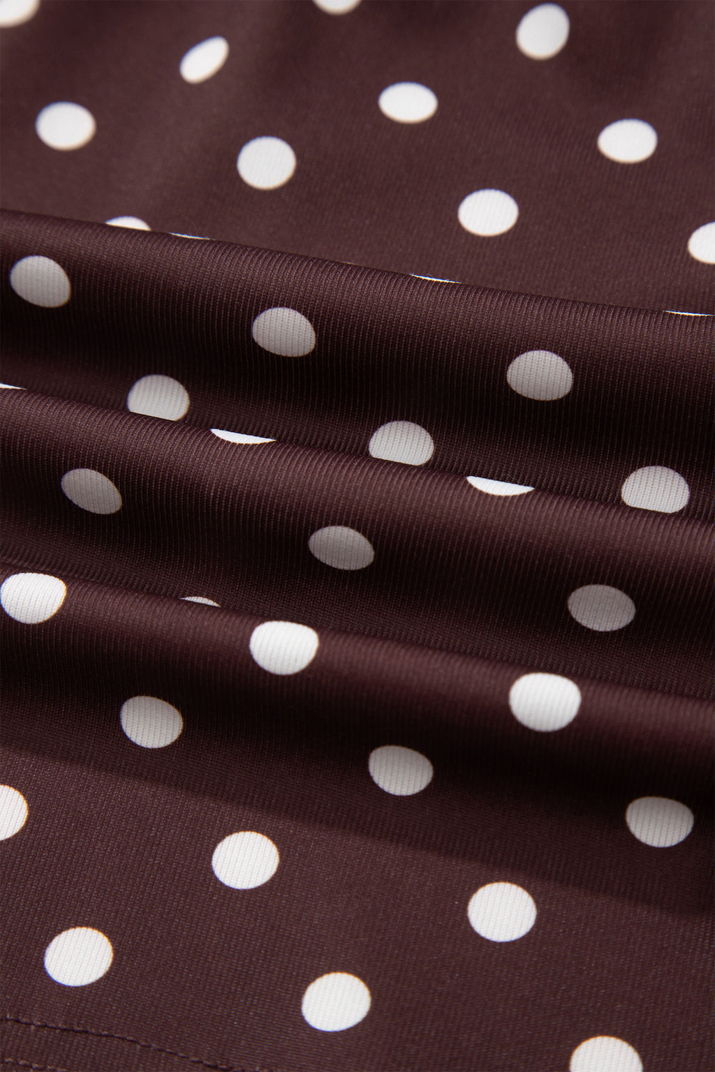 Brown Polka Dot Halter Tank Drawstring Elastic Waist Short Set