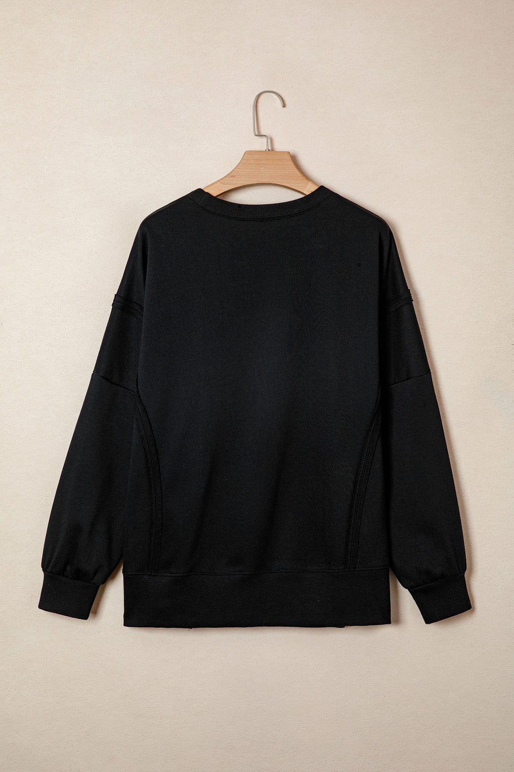 White Bow Sequin XOXO Letter Graphic Exposed Seam Baggy Sweatshirt