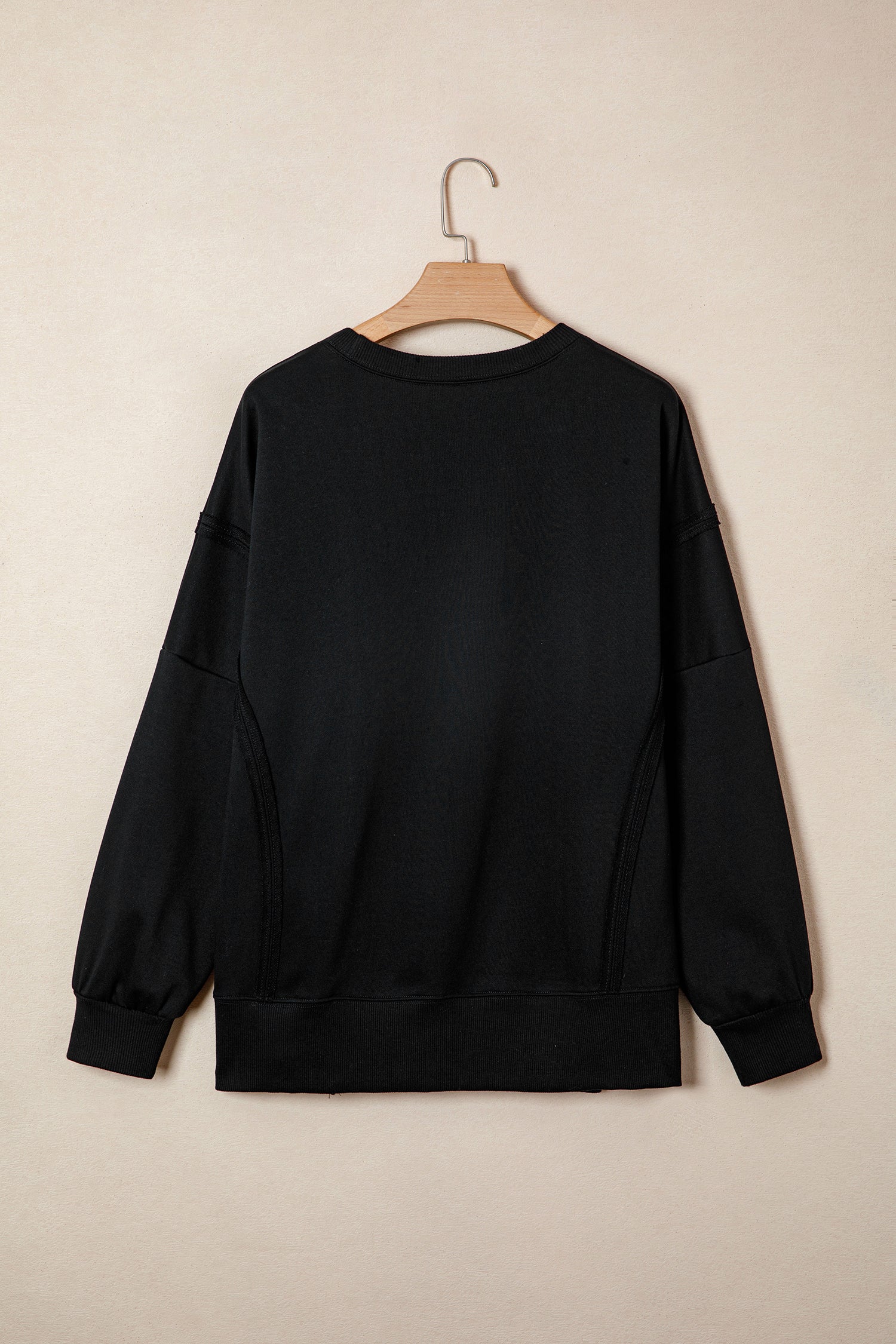 White Bow Sequin XOXO Letter Graphic Exposed Seam Baggy Sweatshirt