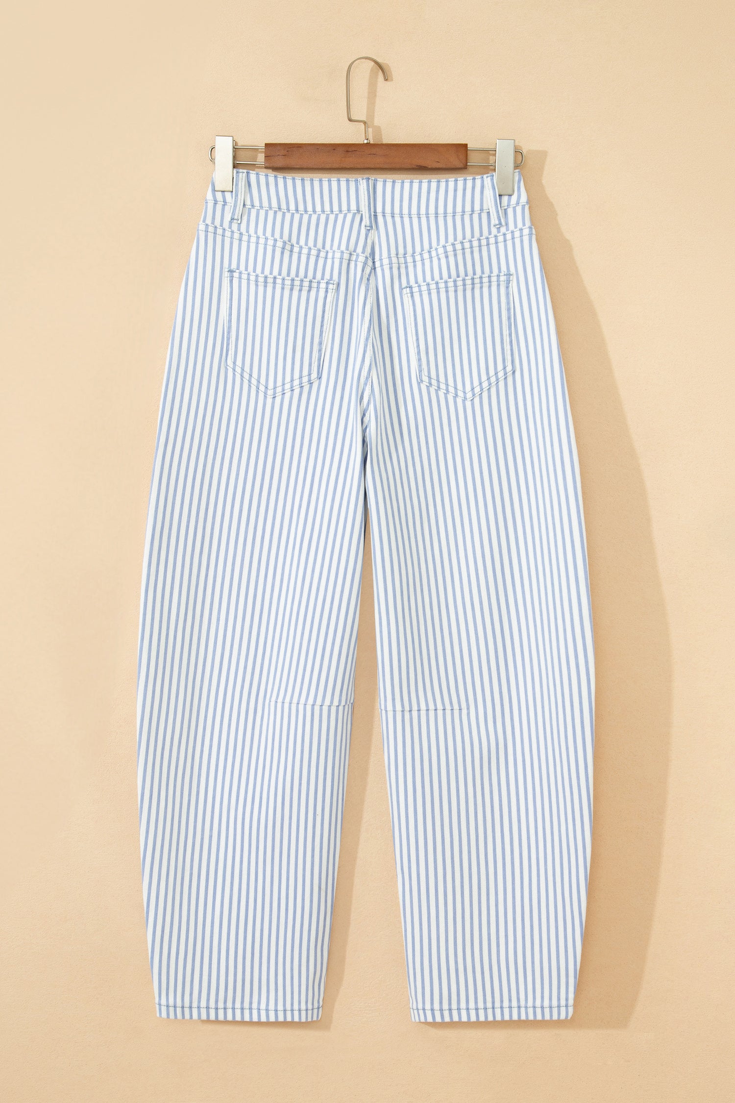 Brown Stripe Casual Barrel Jeans