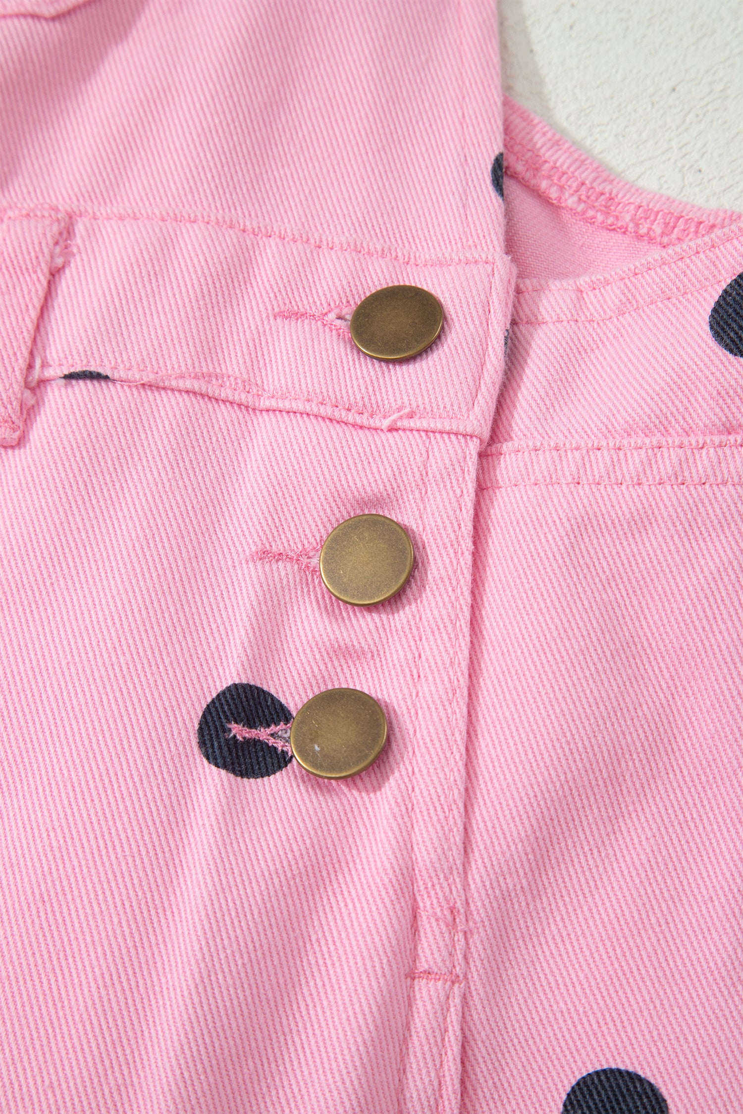 Light French Beige Polka Dot Print Bib Pocket Denim Barrel Overalls Jumpsuit