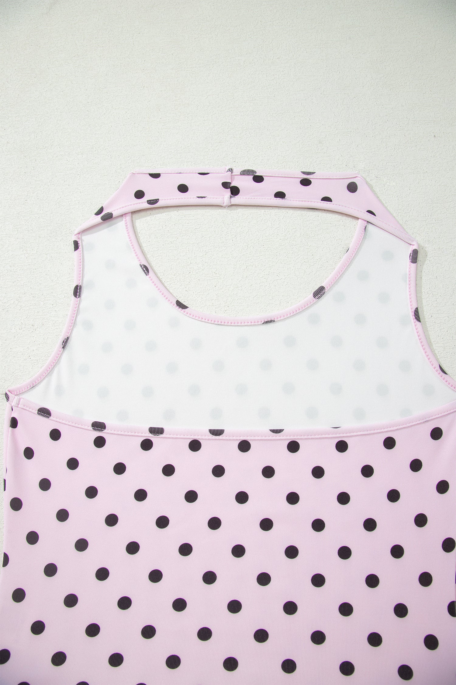 Brown Polka Dot Halter Tank Drawstring Elastic Waist Short Set