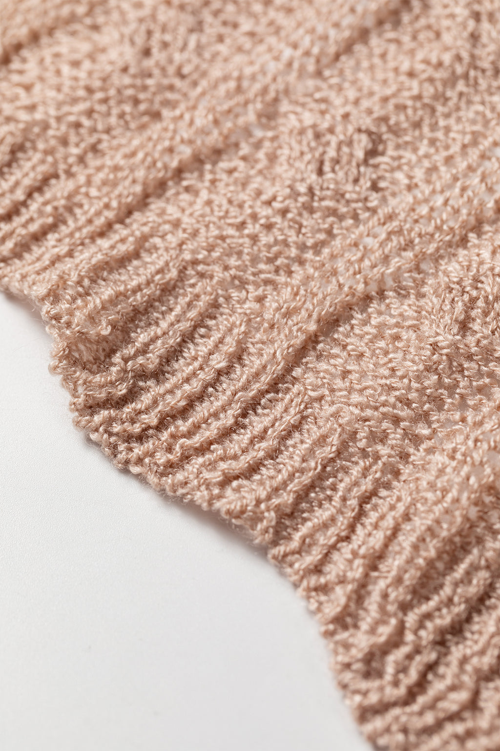 Pink Hollowed Pattern Knit Drop Shoulder Open Sweater Cardigan