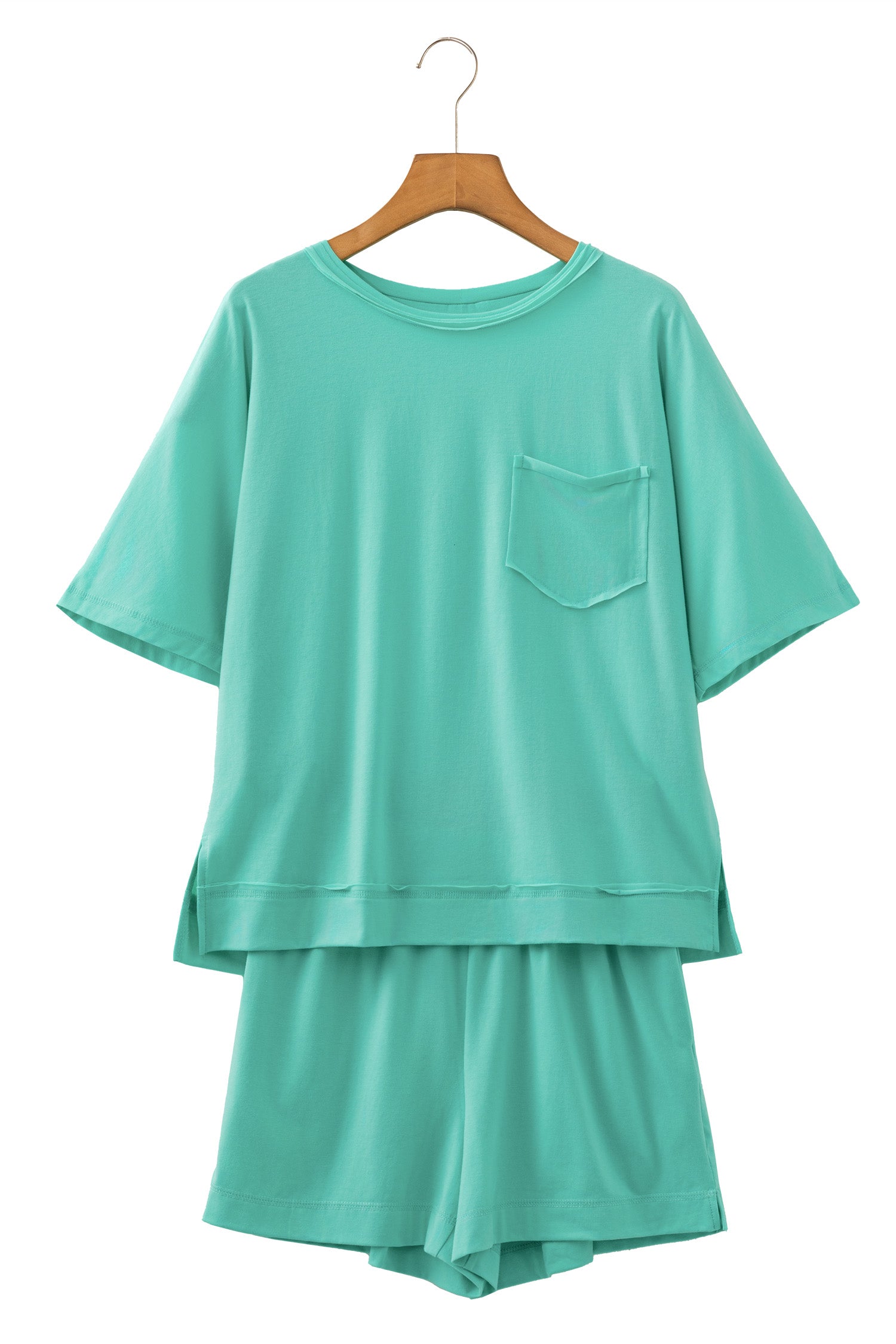 Orchid Bouquet Raw Edge Patch Pocket Oversized Top and Shorts Set