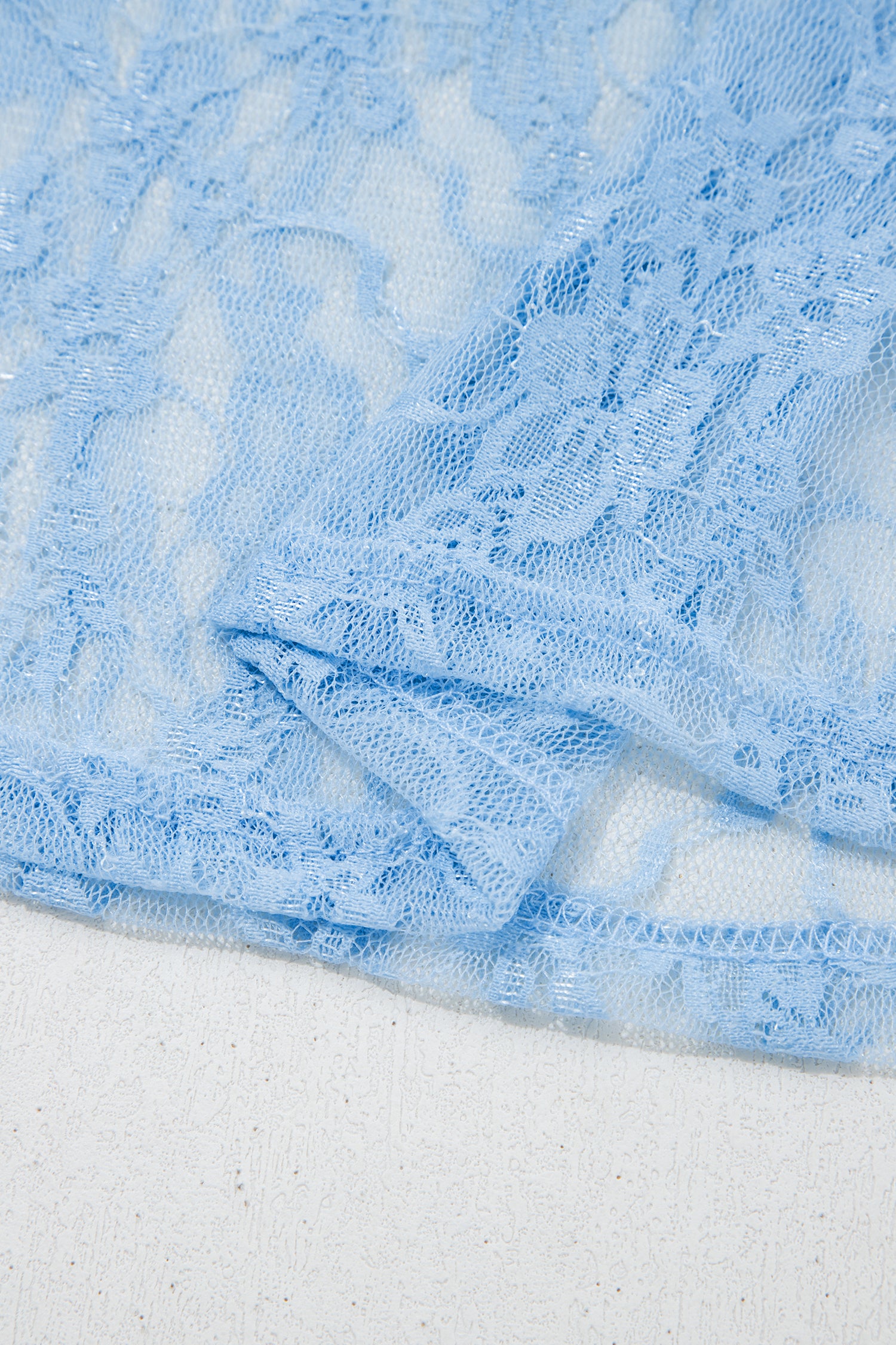 Beau Blue Sheer Floral Lace Boxy Tee