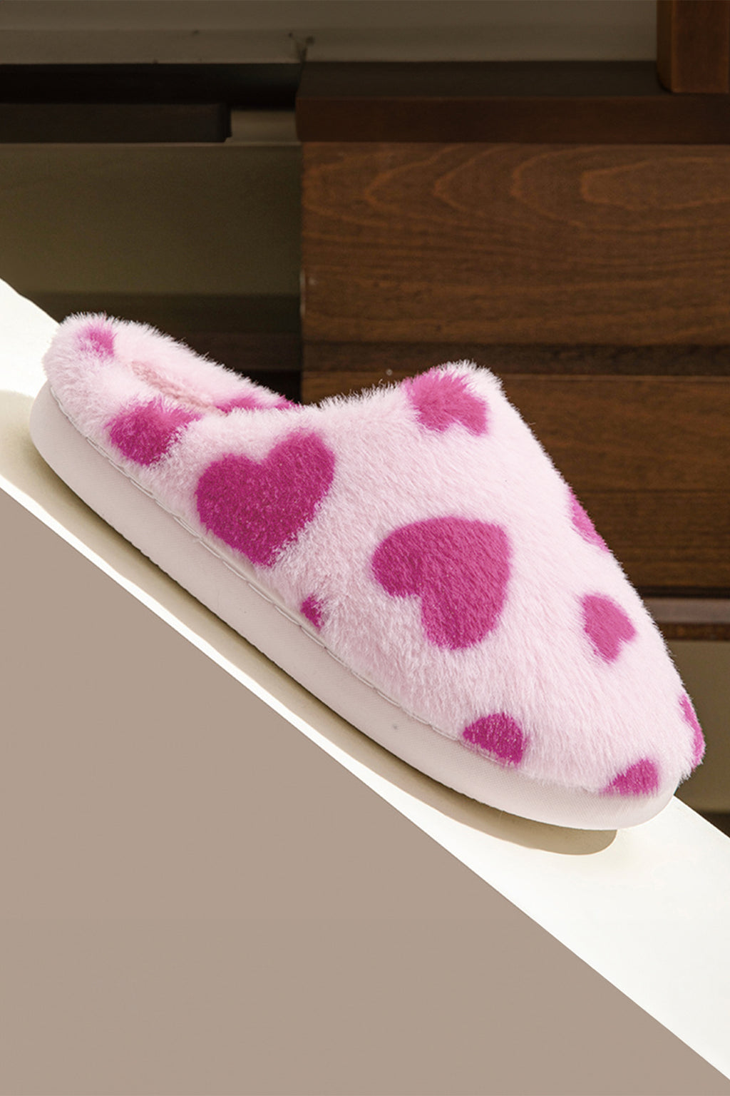 Fiery Red Heart Shape Fuzzy Slippers