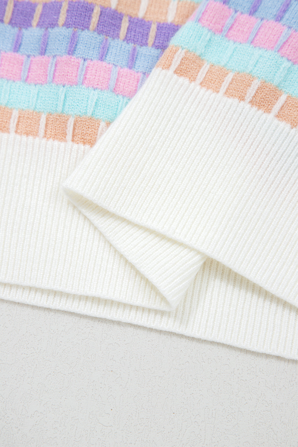 Orange Abstract Striped Knit Short Sleeve Sweater