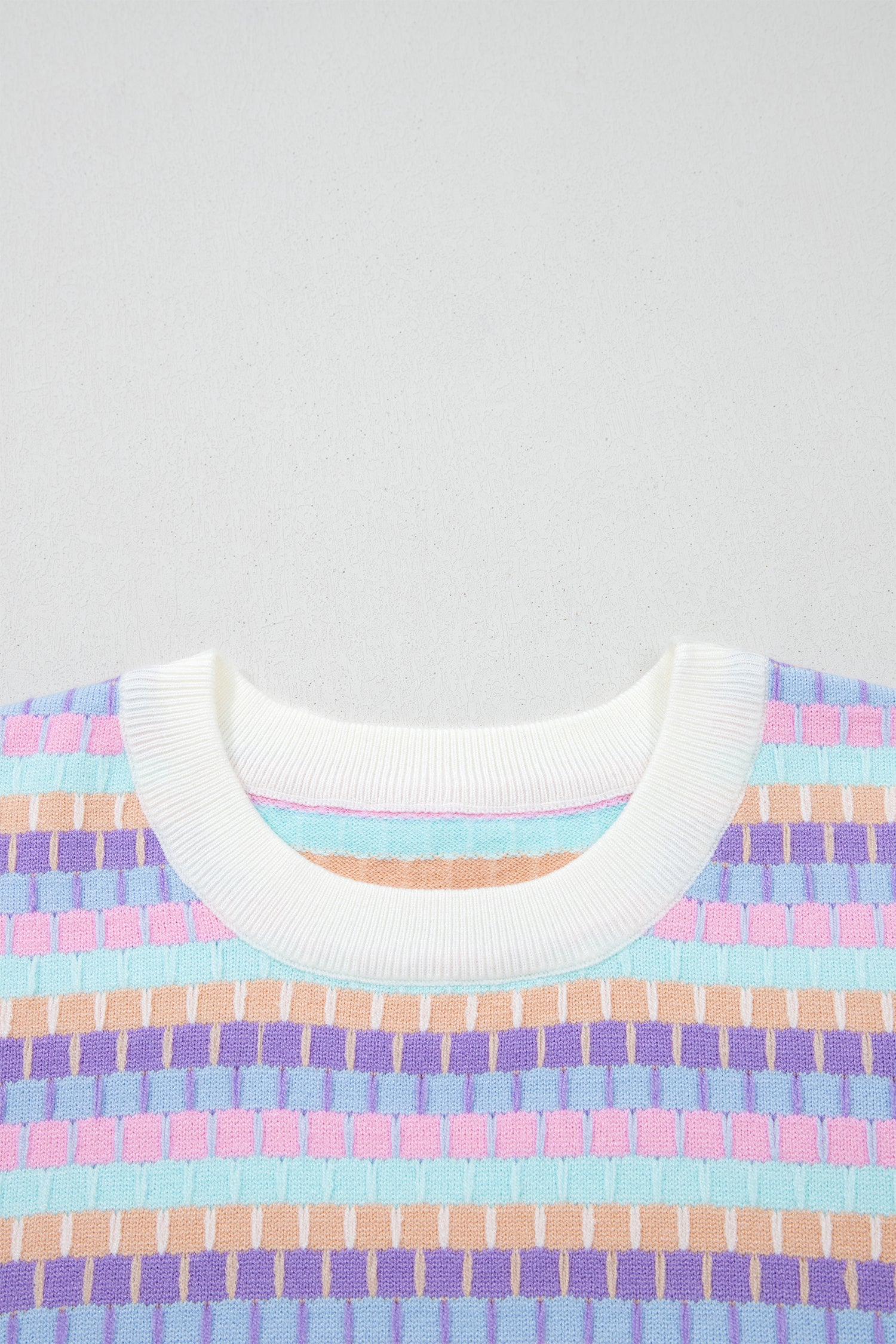 Orange Abstract Striped Knit Short Sleeve Sweater