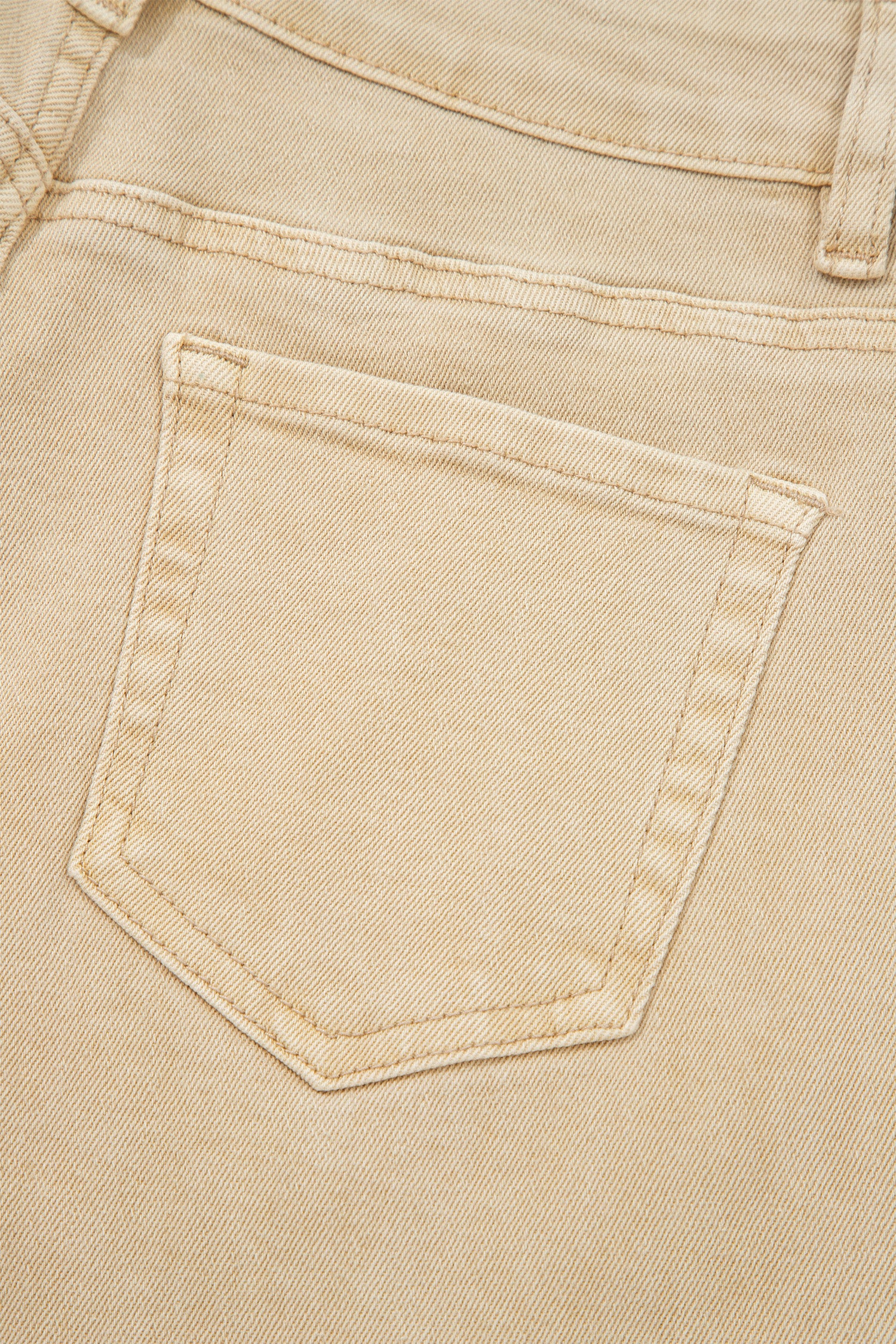 Red Sandalwood Solid Color Seamed Center Wide Leg Cropped Jeans