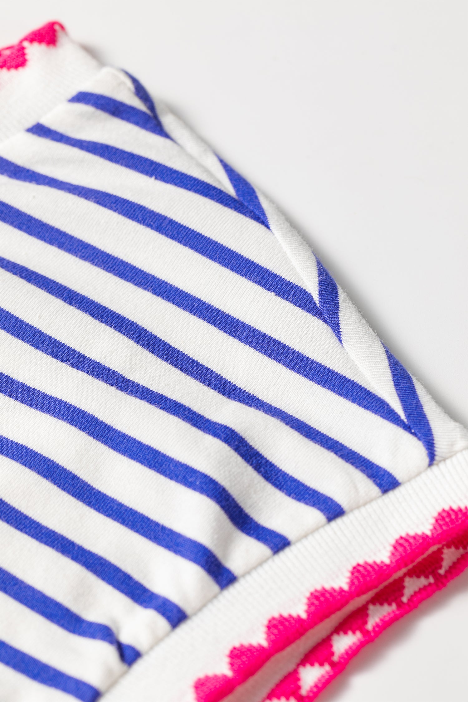 Blue Stripe Contrast Trim Round Neck Cap Sleeve Tee