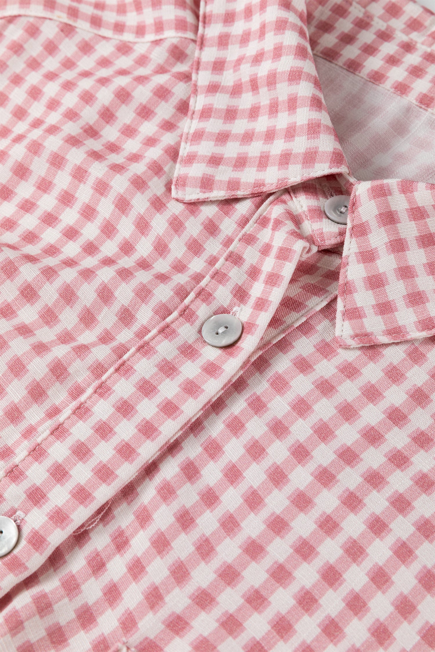 Pink Plaid Half Sleeve Ruffle Hem Button Down Shirt