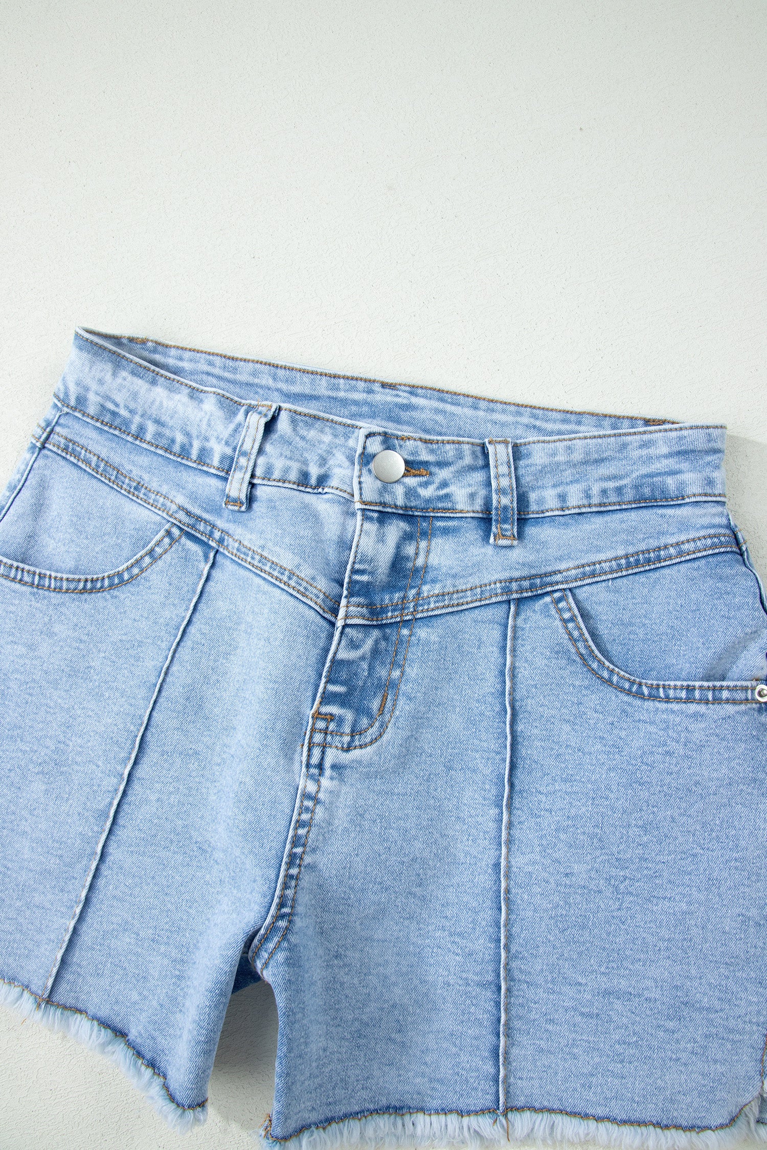Myosotis High Waist Frayed Denim Shorts