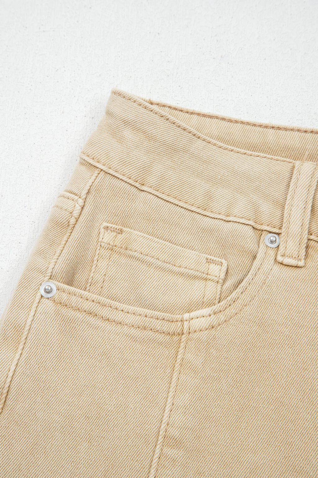 Red Sandalwood Solid Color Seamed Center Wide Leg Cropped Jeans