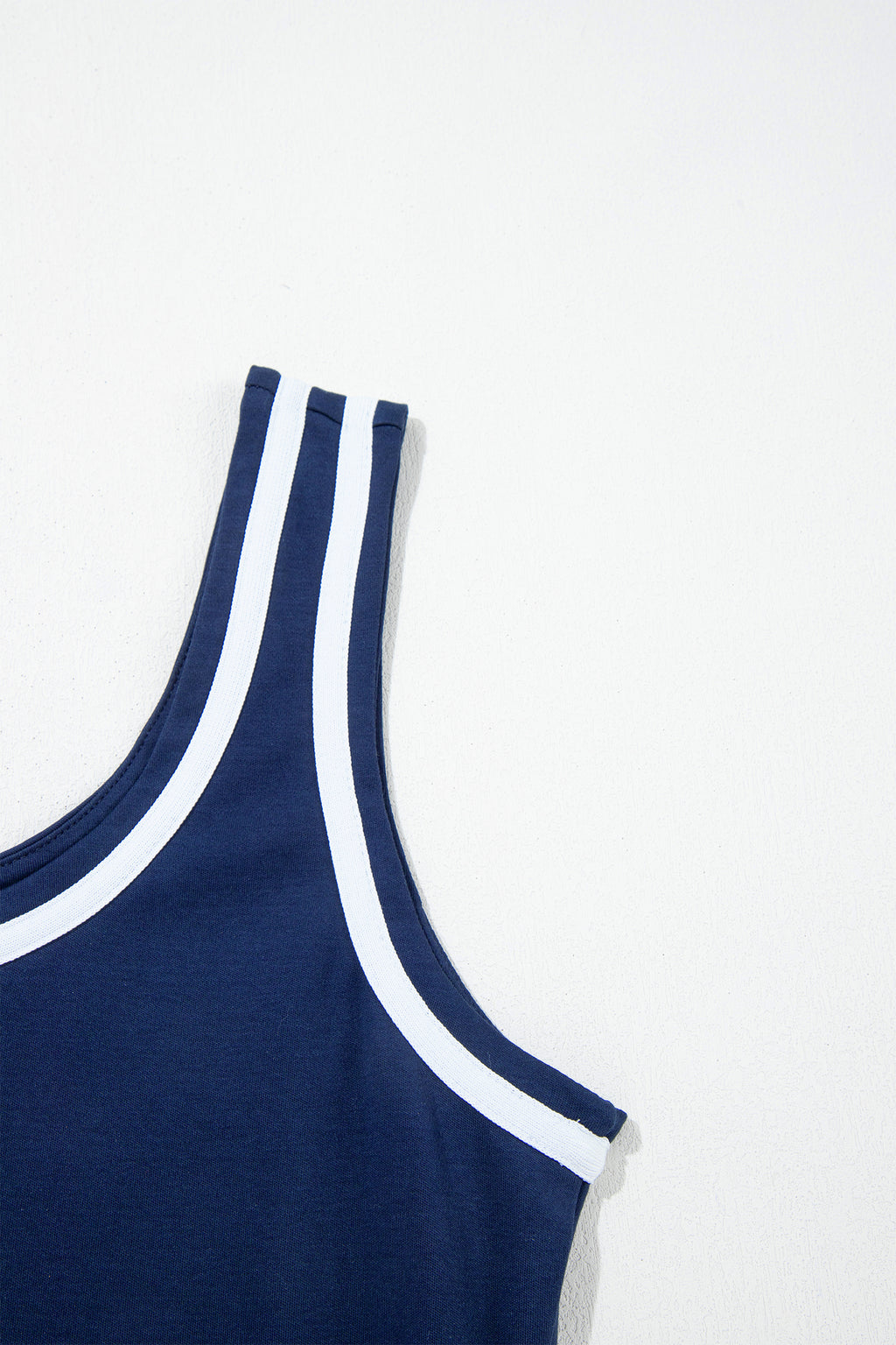 Dirty blue Contrast Trim U Neck Sleeveless Mini Dress with Shorts 2pcs Set